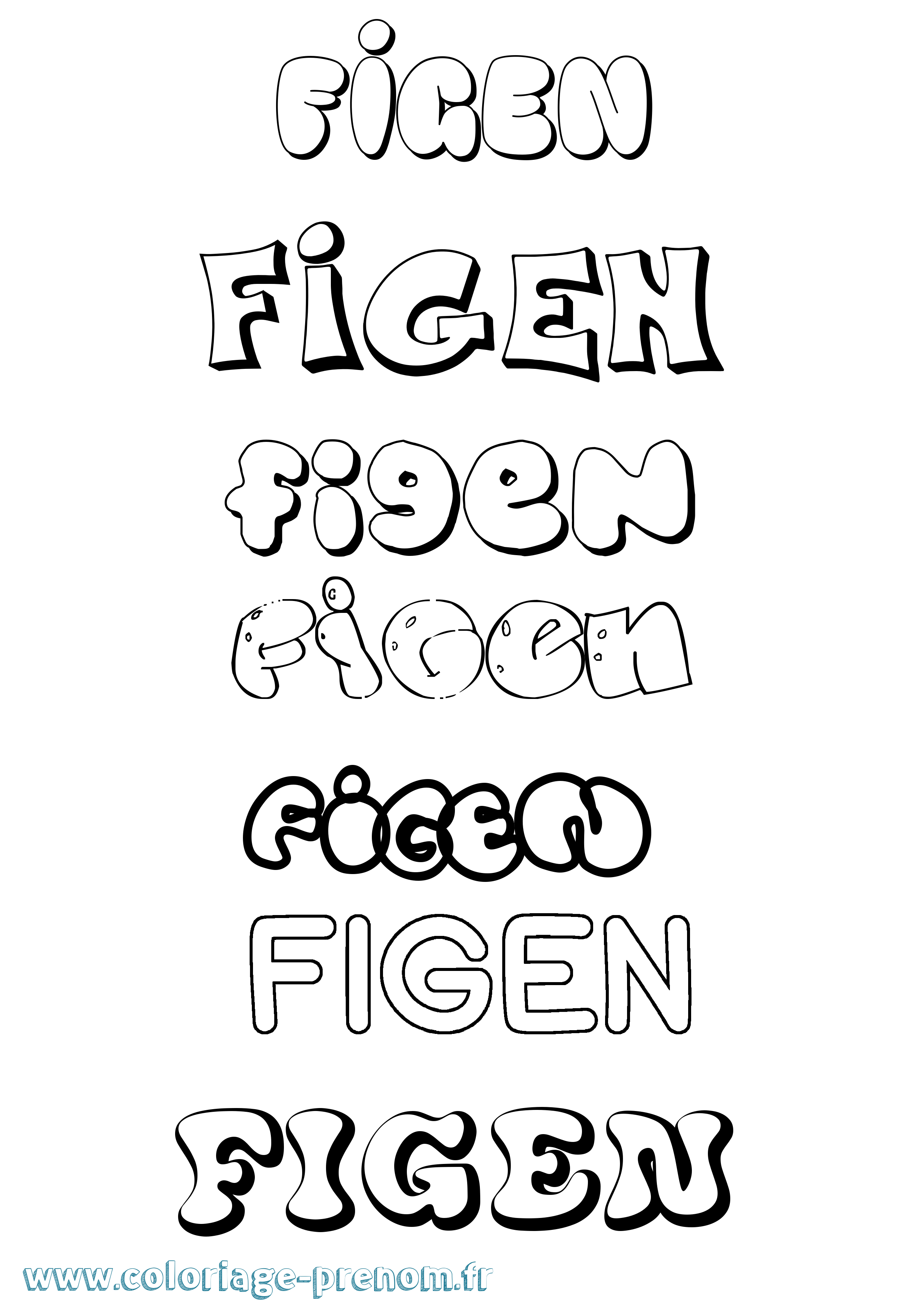 Coloriage Figen Bubble Coloriage prénom Figen Bubble