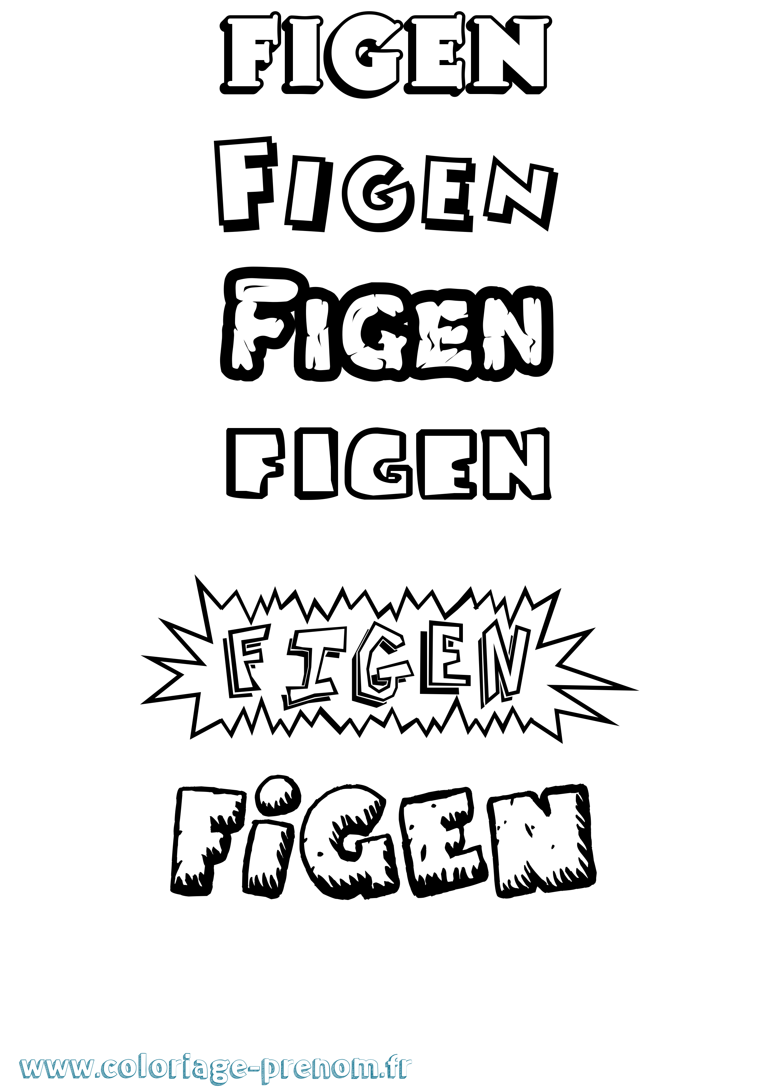 Coloriage Figen Dessin Animé Coloriage prénom Figen Dessin Animé