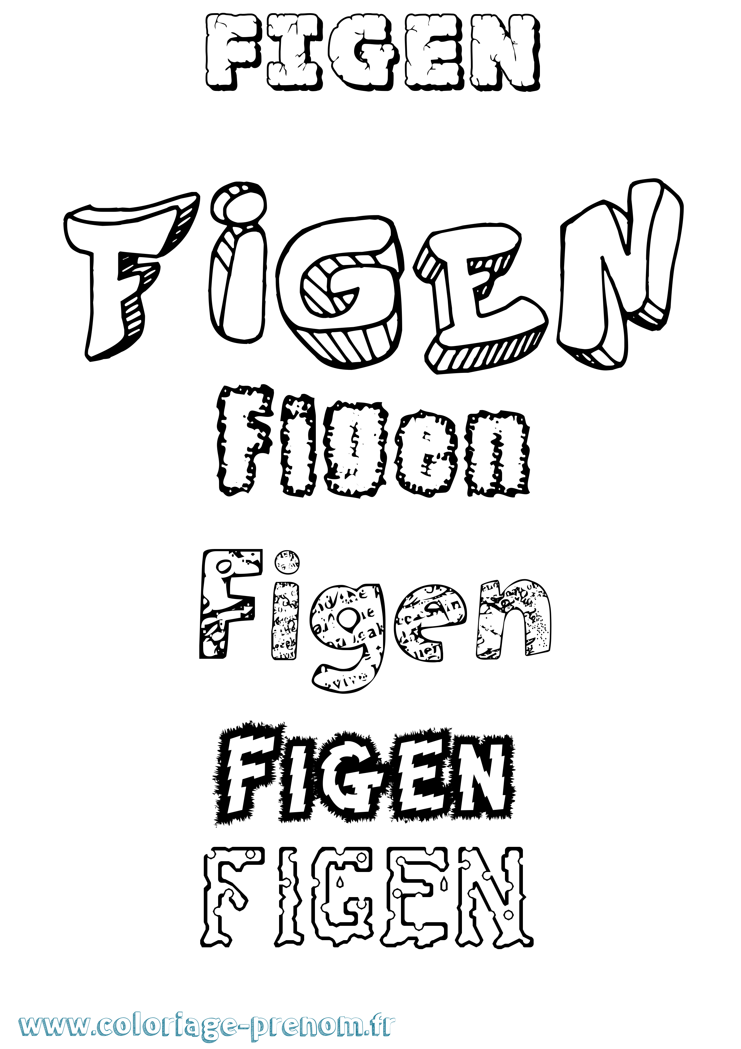 Coloriage Figen Destructuré Coloriage prénom Figen Destructuré