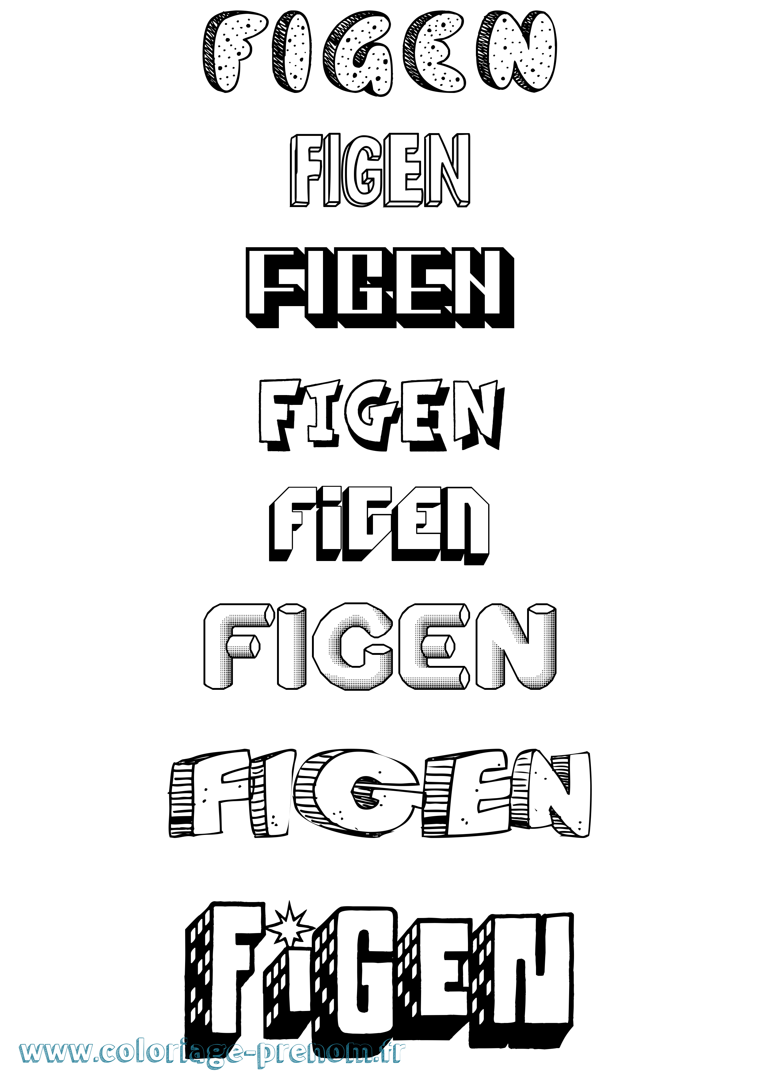 Coloriage Figen Effet 3D Coloriage prénom Figen Effet 3D
