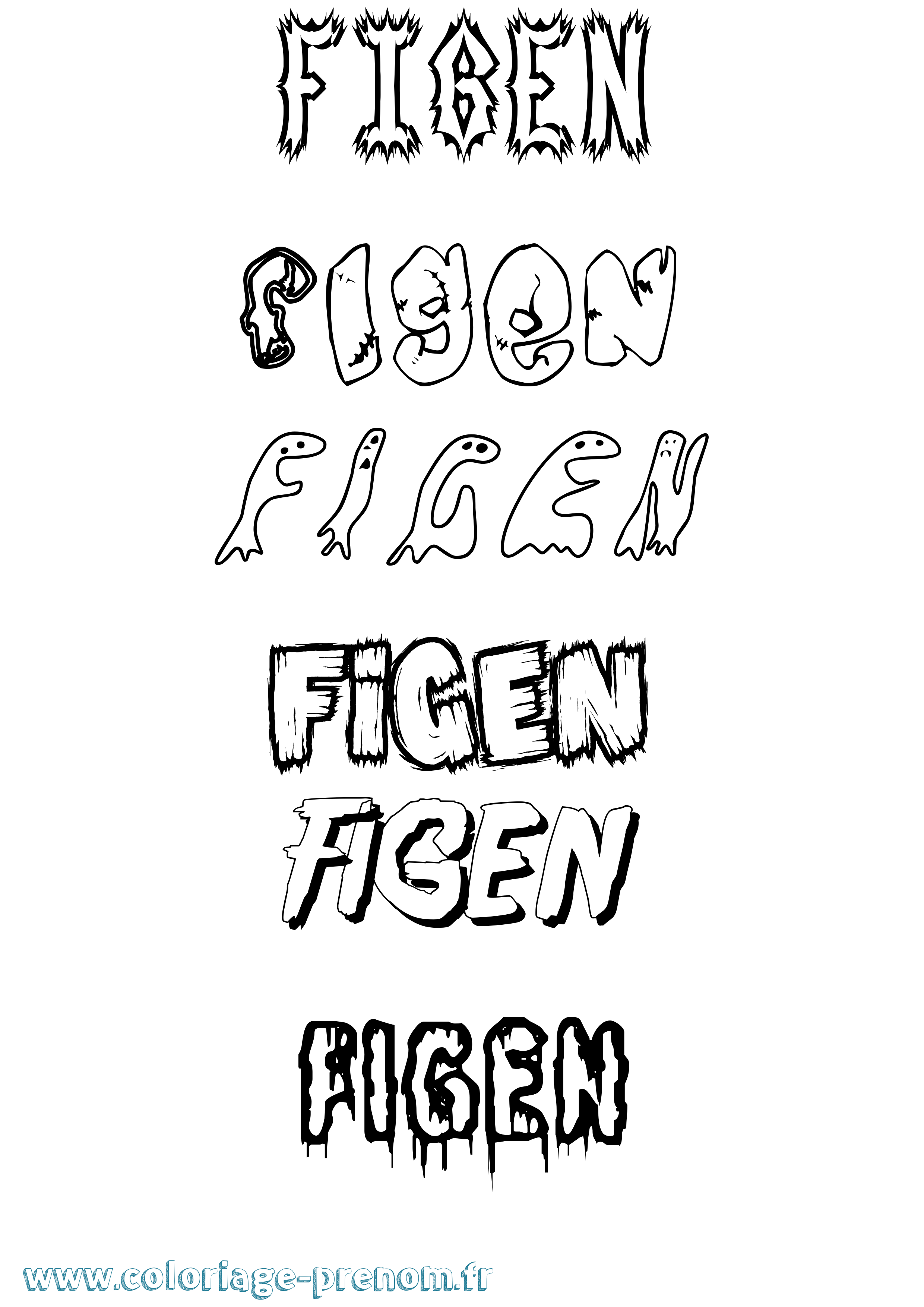 Coloriage Figen Frisson Coloriage prénom Figen Frisson