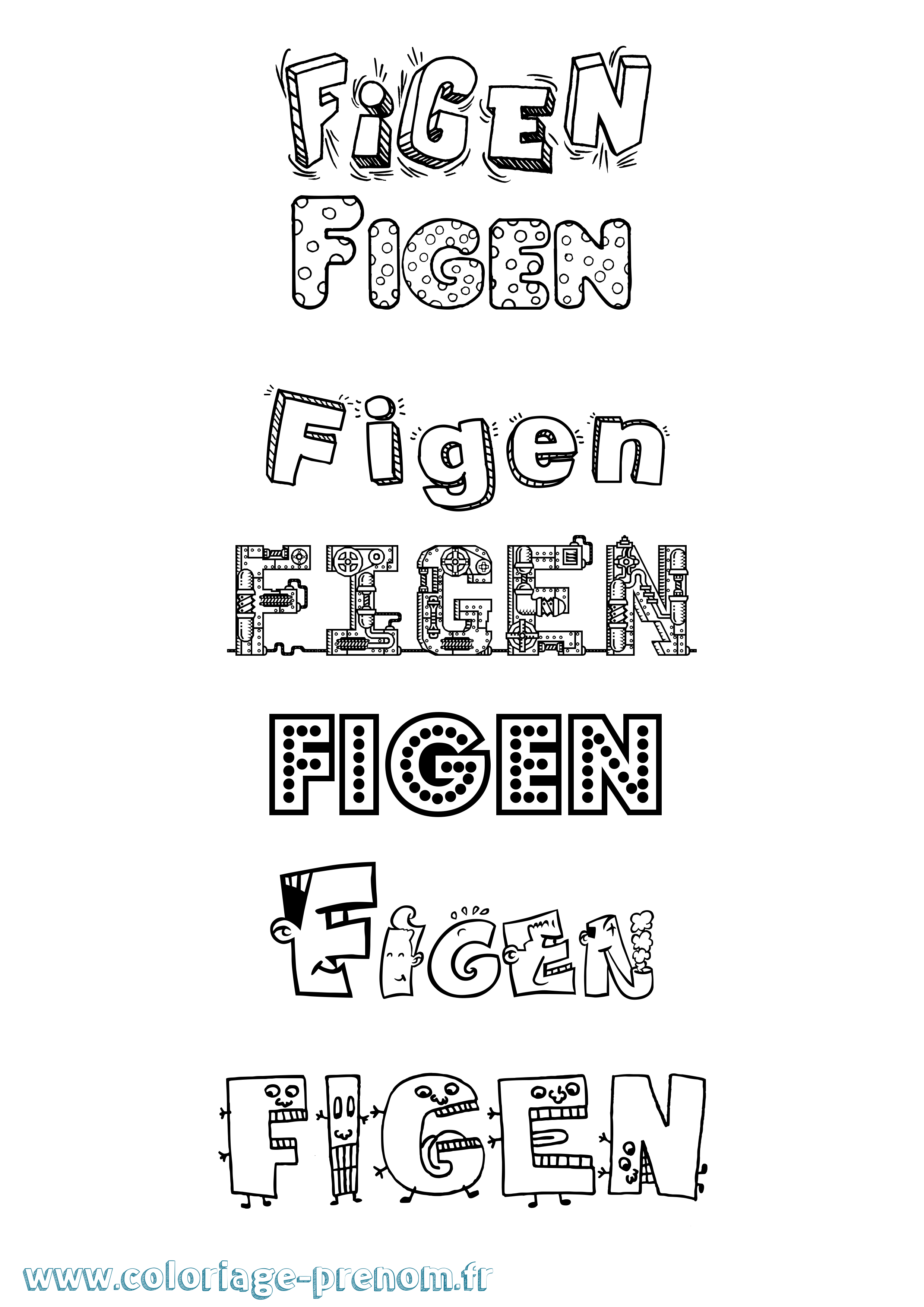 Coloriage Figen Fun Coloriage prénom Figen Fun