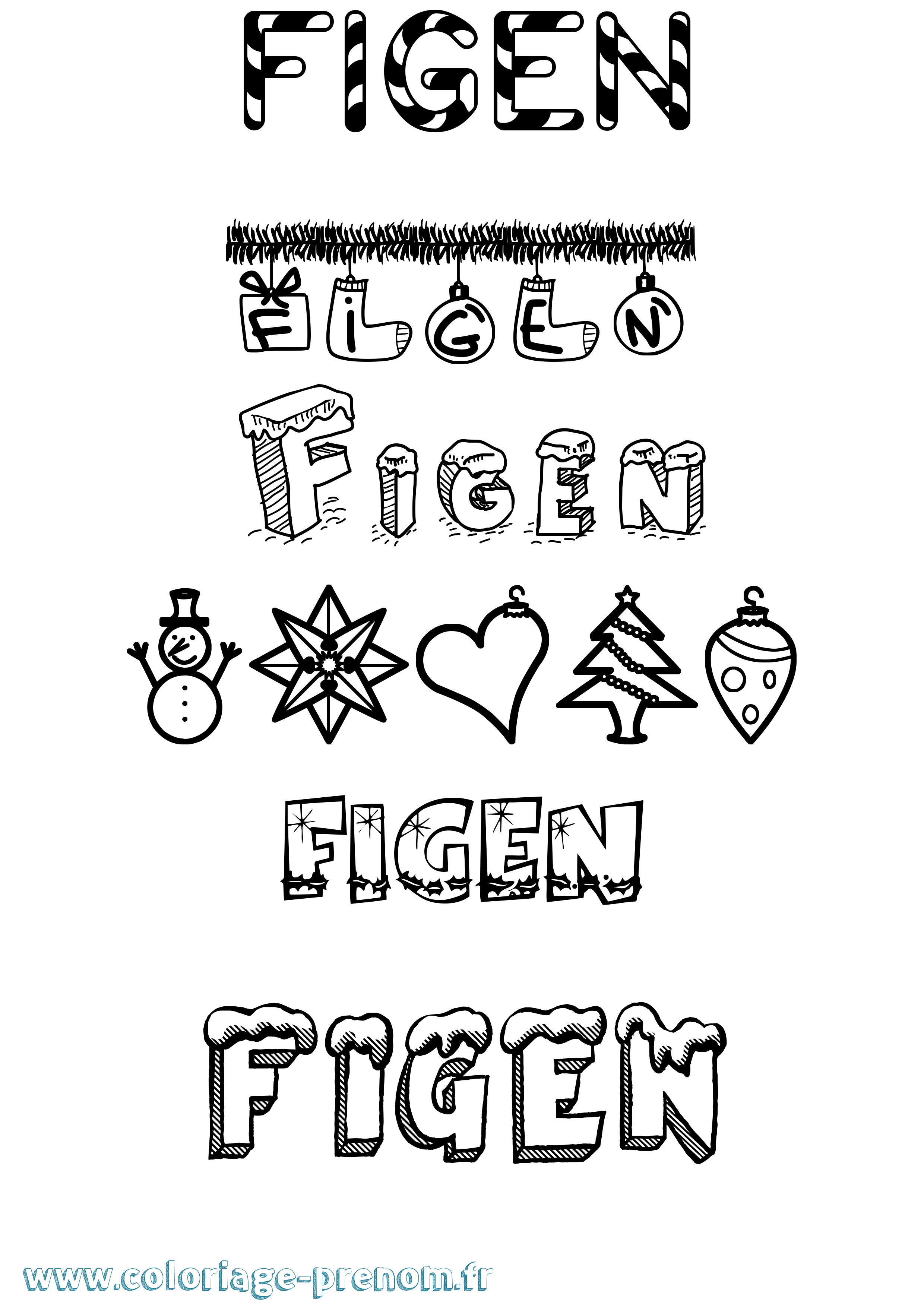 Coloriage Figen Noël Coloriage prénom Figen Noël