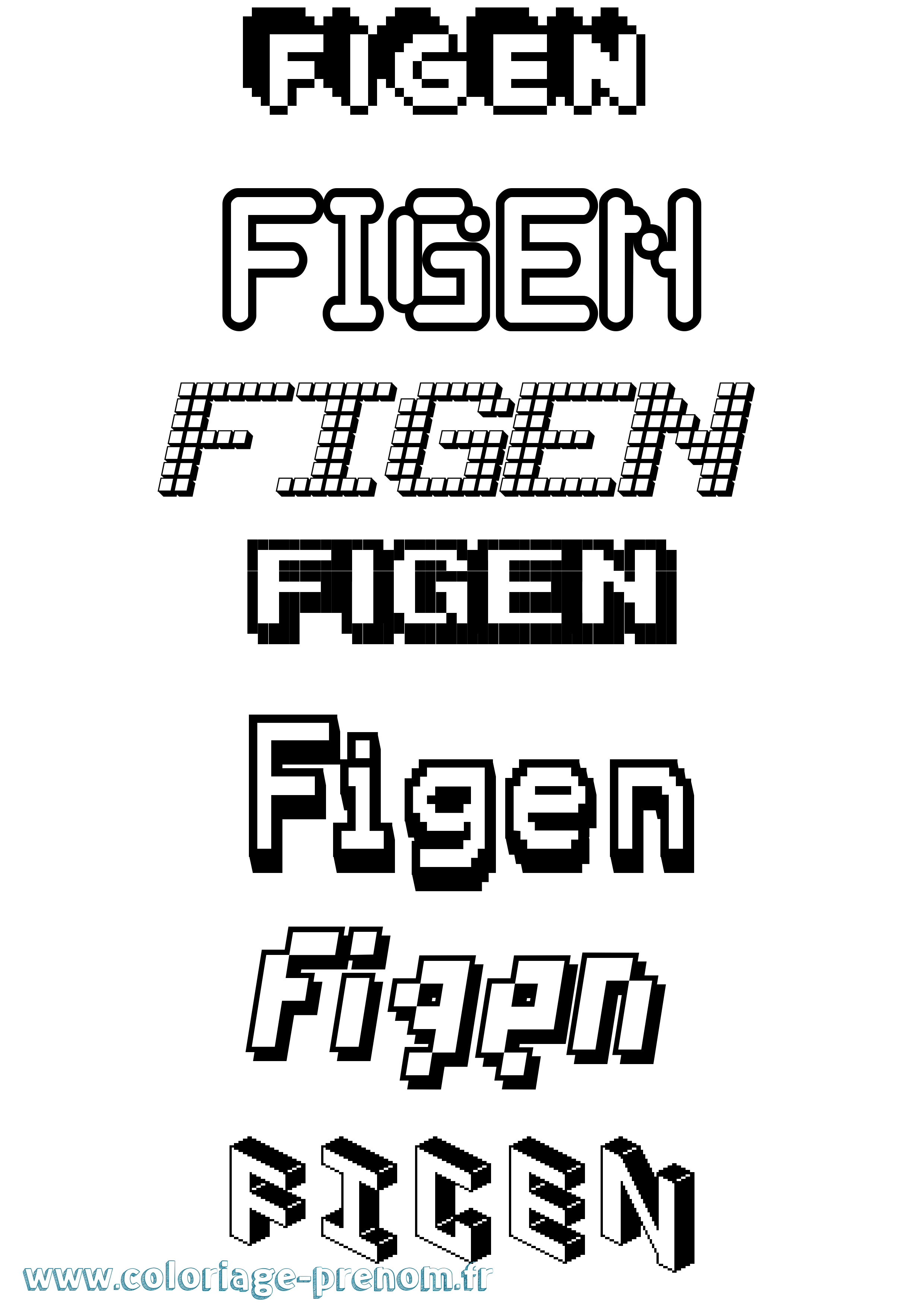 Coloriage Figen Pixel Coloriage prénom Figen Pixel