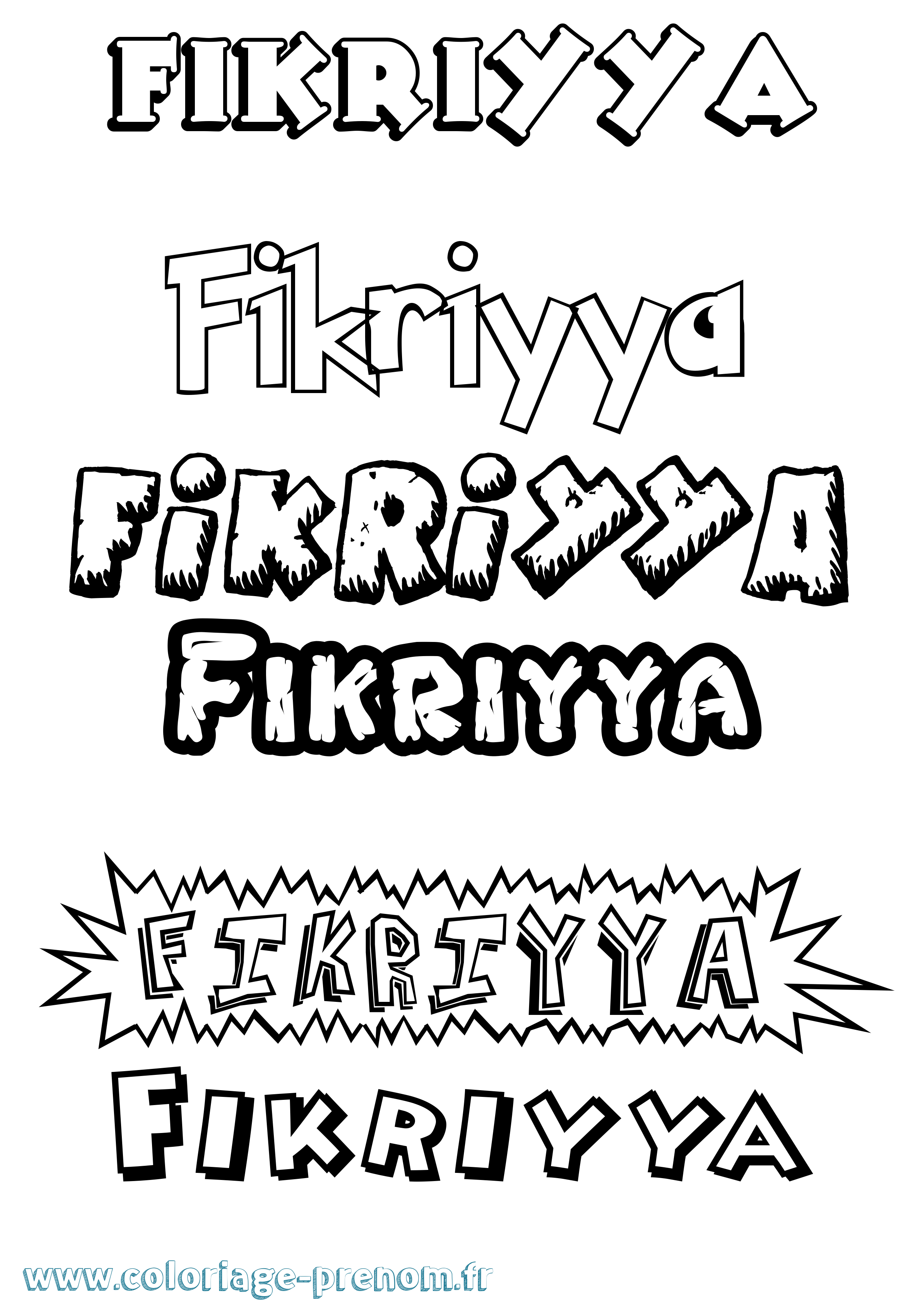 Coloriage Fikriyya Dessin Animé Coloriage prénom Fikriyya Dessin Animé