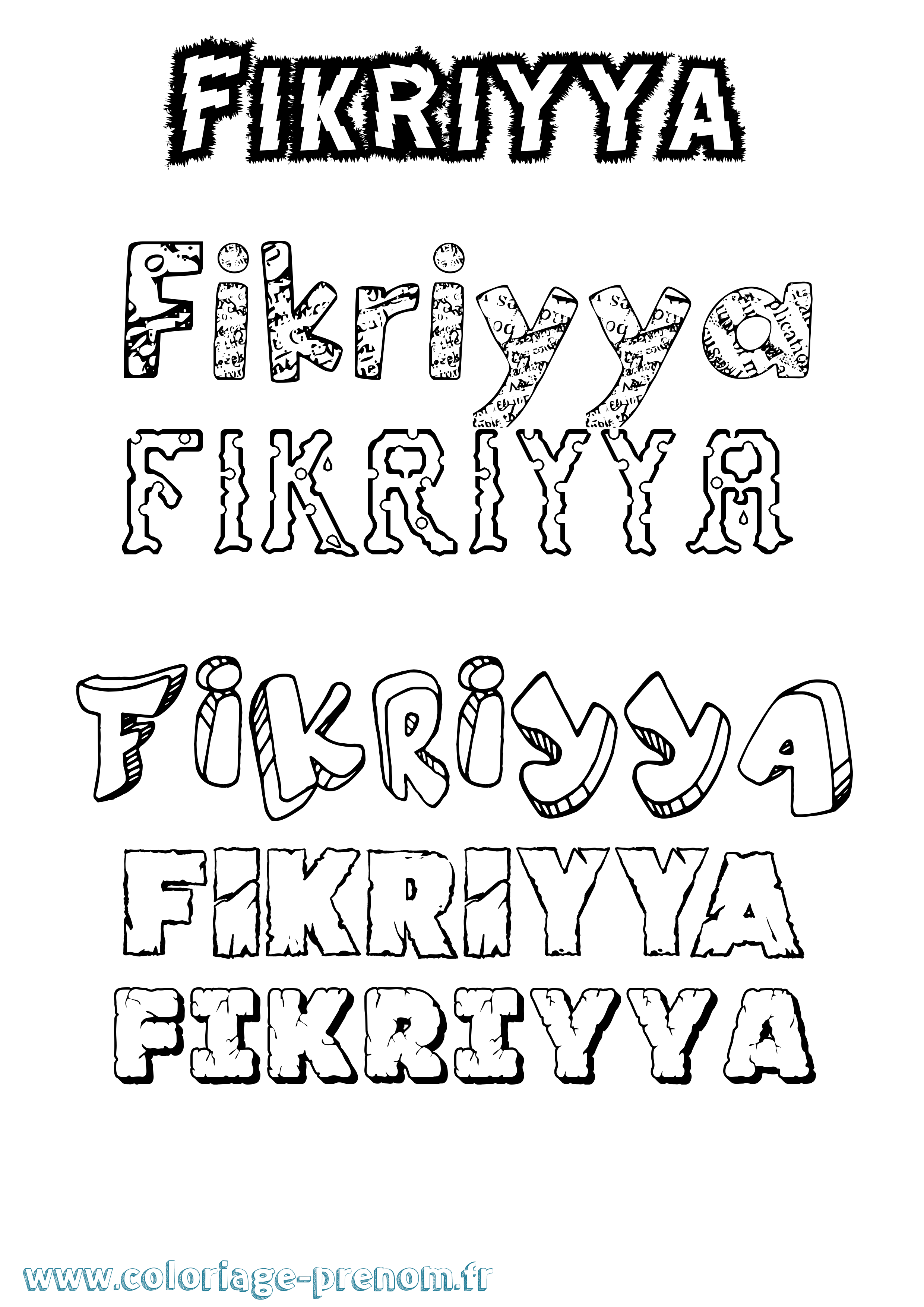 Coloriage Fikriyya Destructuré Coloriage prénom Fikriyya Destructuré