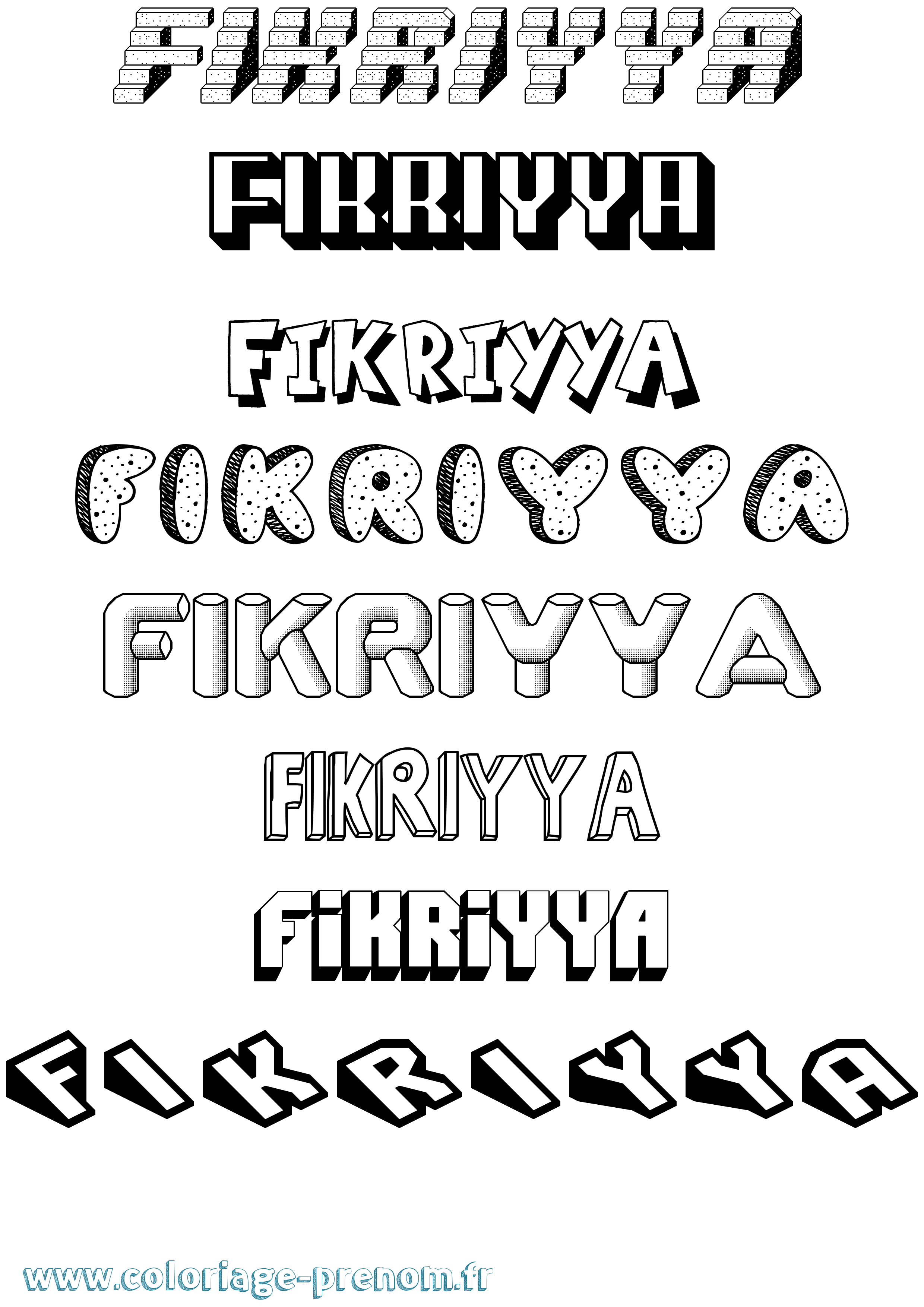 Coloriage Fikriyya Effet 3D Coloriage prénom Fikriyya Effet 3D