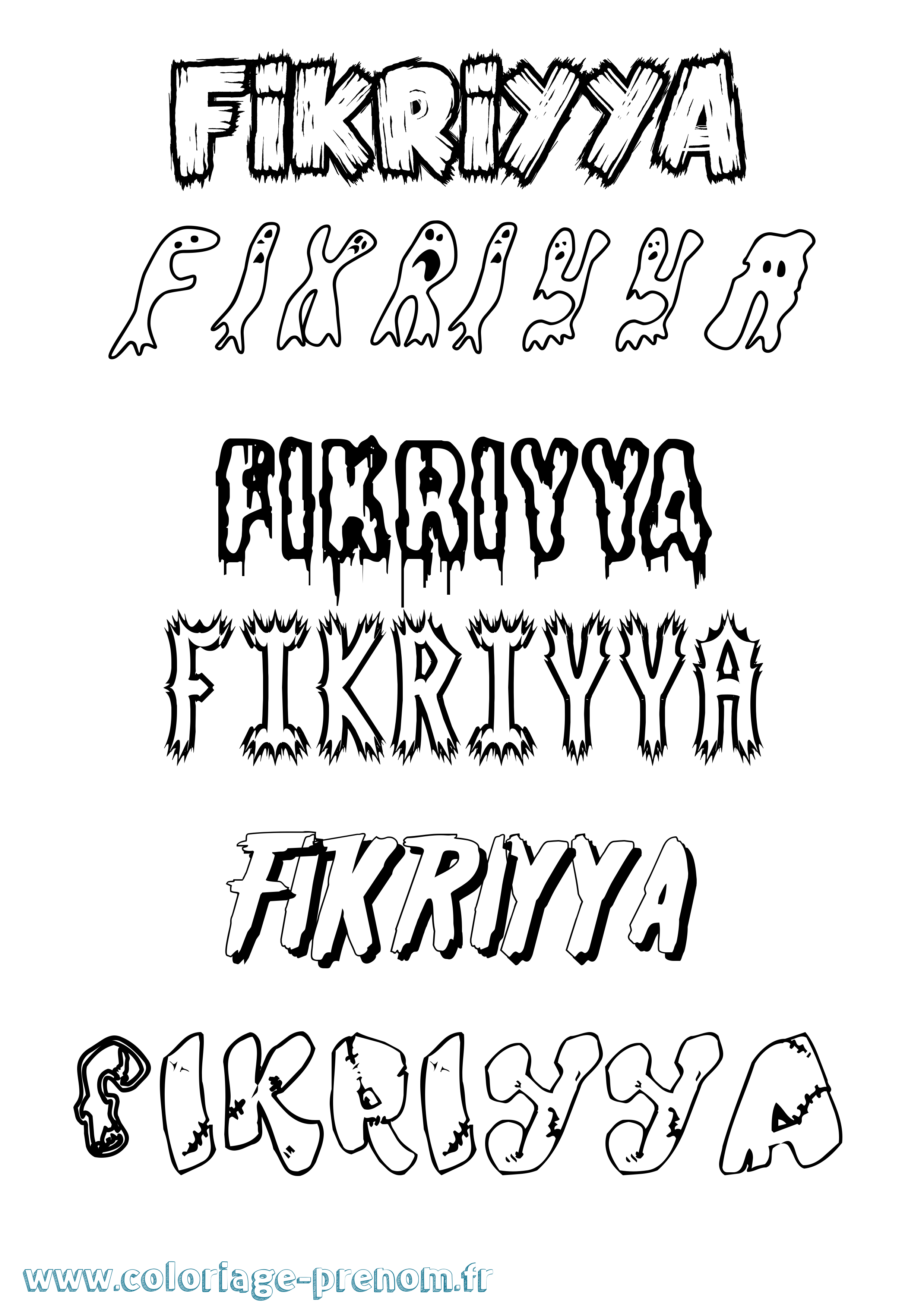 Coloriage Fikriyya Frisson Coloriage prénom Fikriyya Frisson