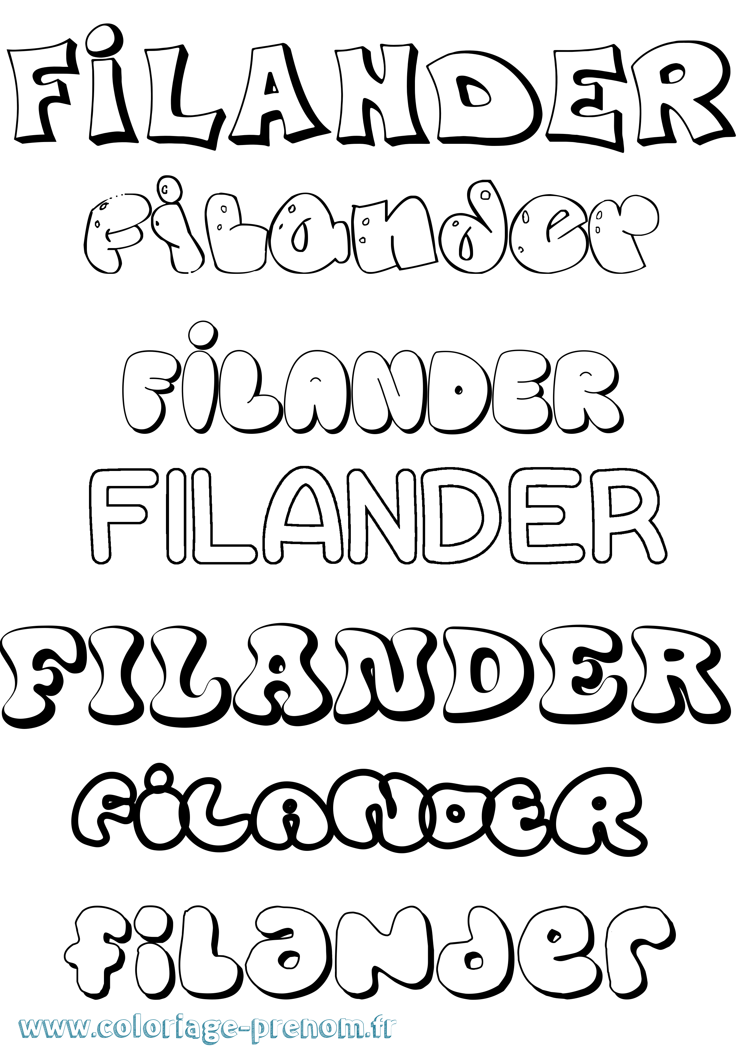 Coloriage Filander Bubble Coloriage prénom Filander Bubble