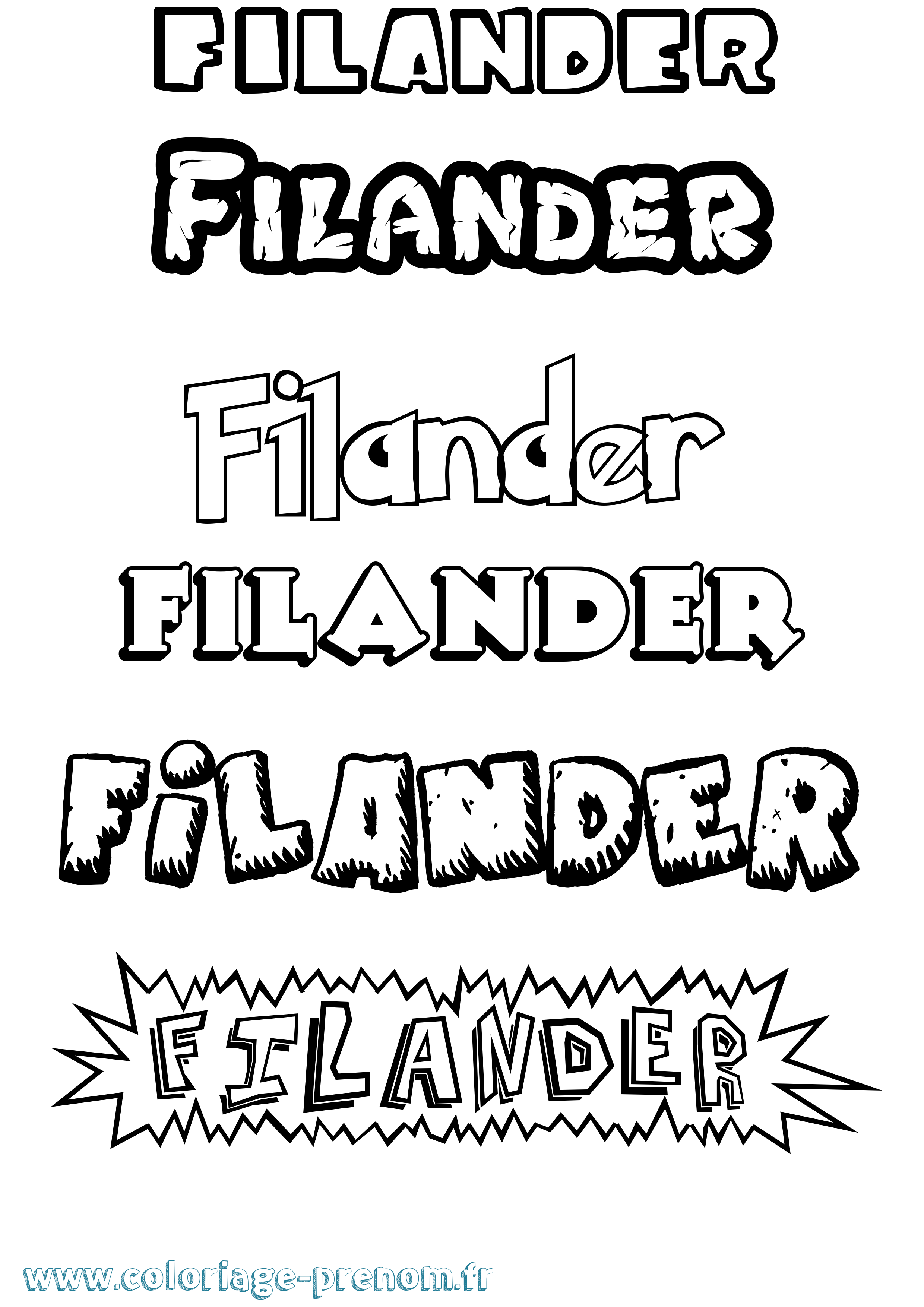 Coloriage Filander Dessin Animé Coloriage prénom Filander Dessin Animé