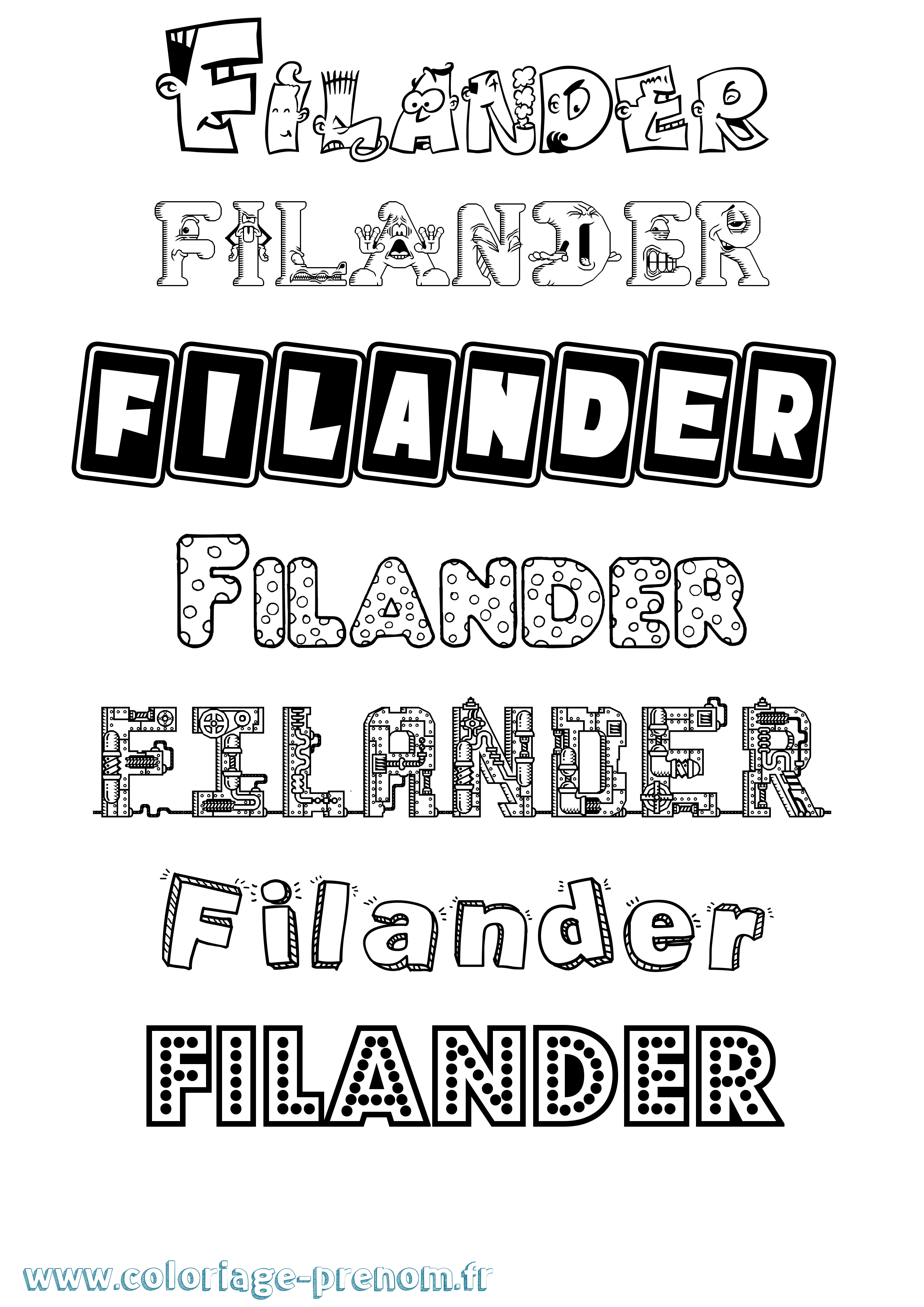 Coloriage Filander Fun Coloriage prénom Filander Fun