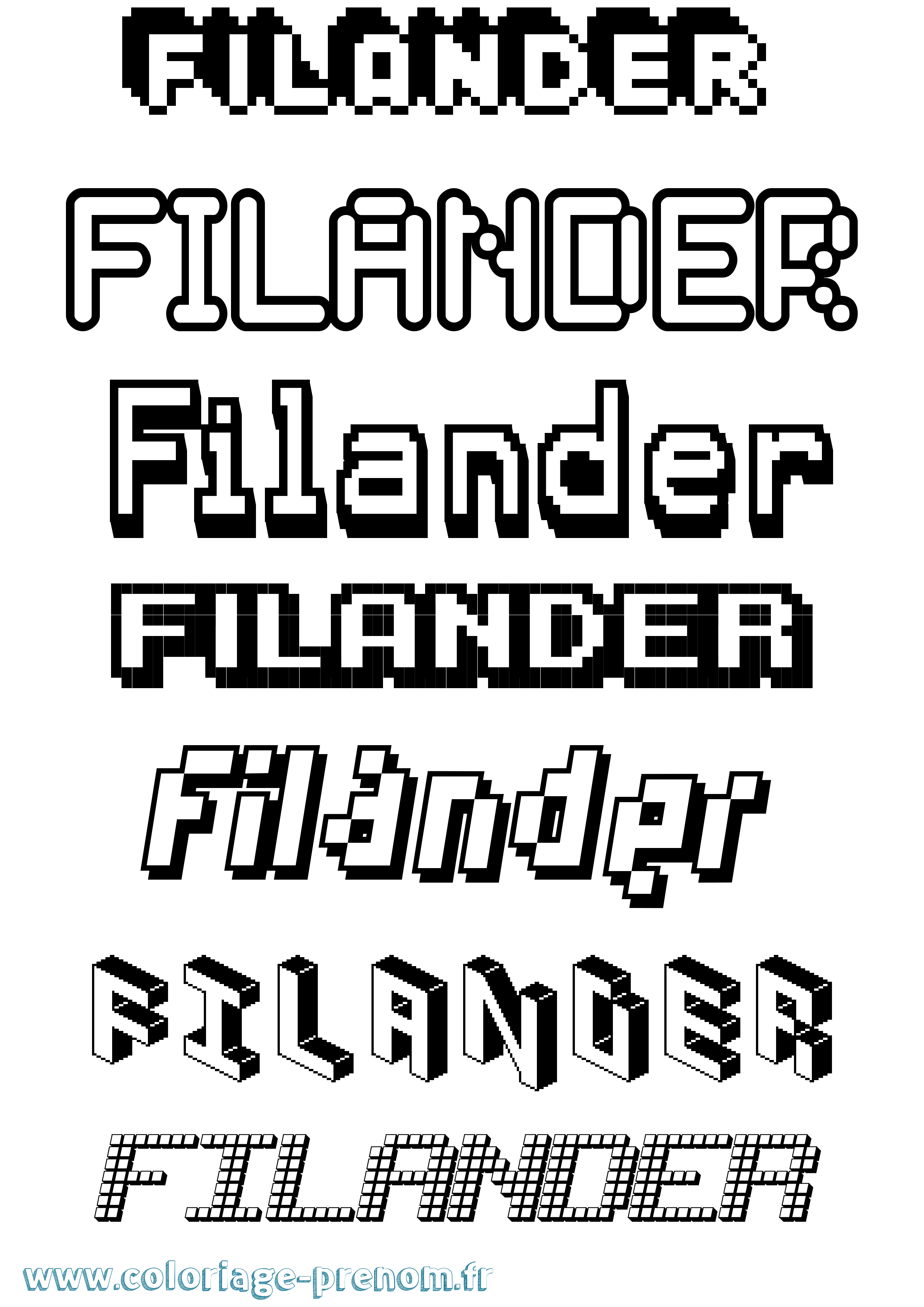 Coloriage Filander Pixel Coloriage prénom Filander Pixel