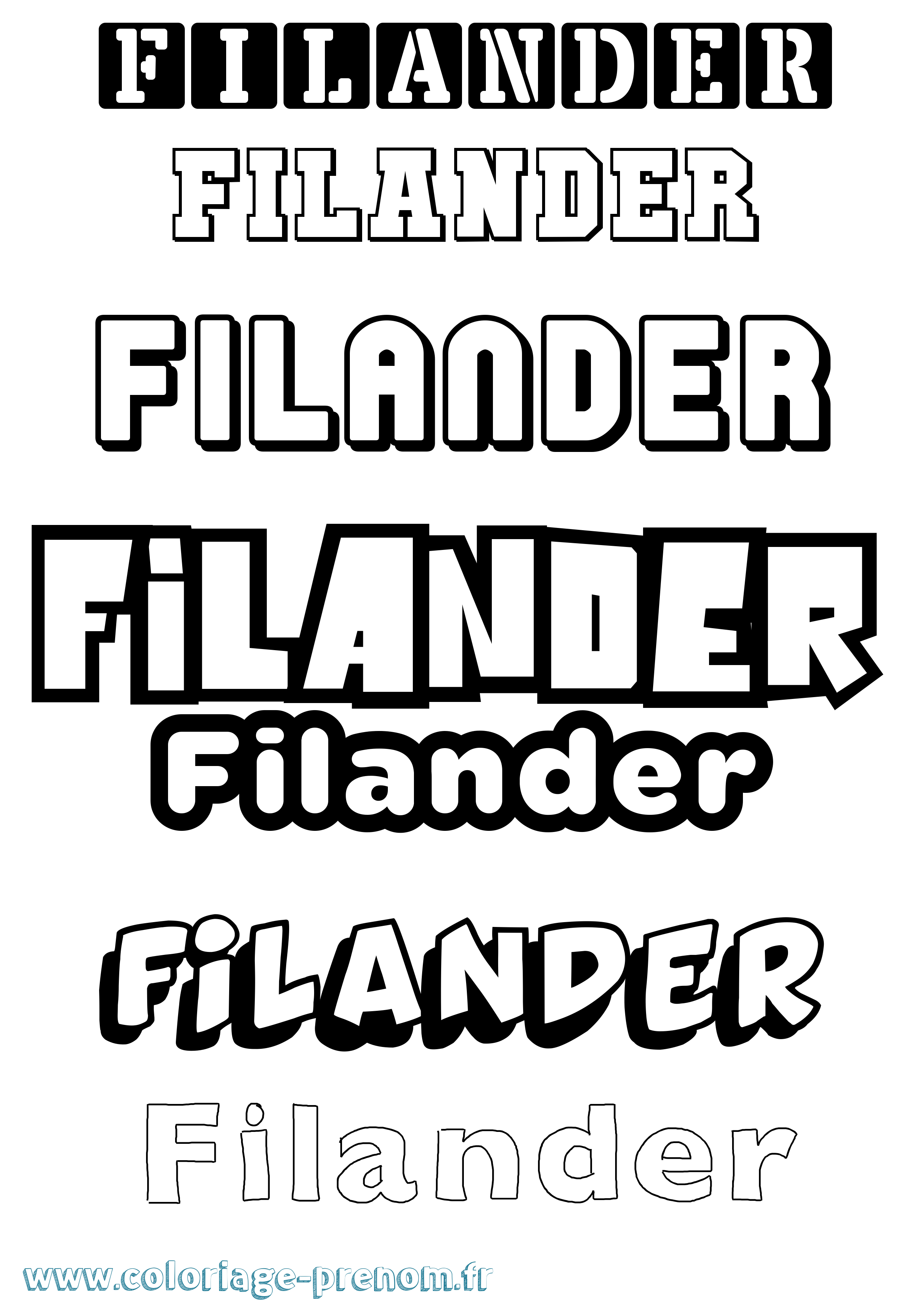 Coloriage Filander Simple Coloriage prénom Filander Simple