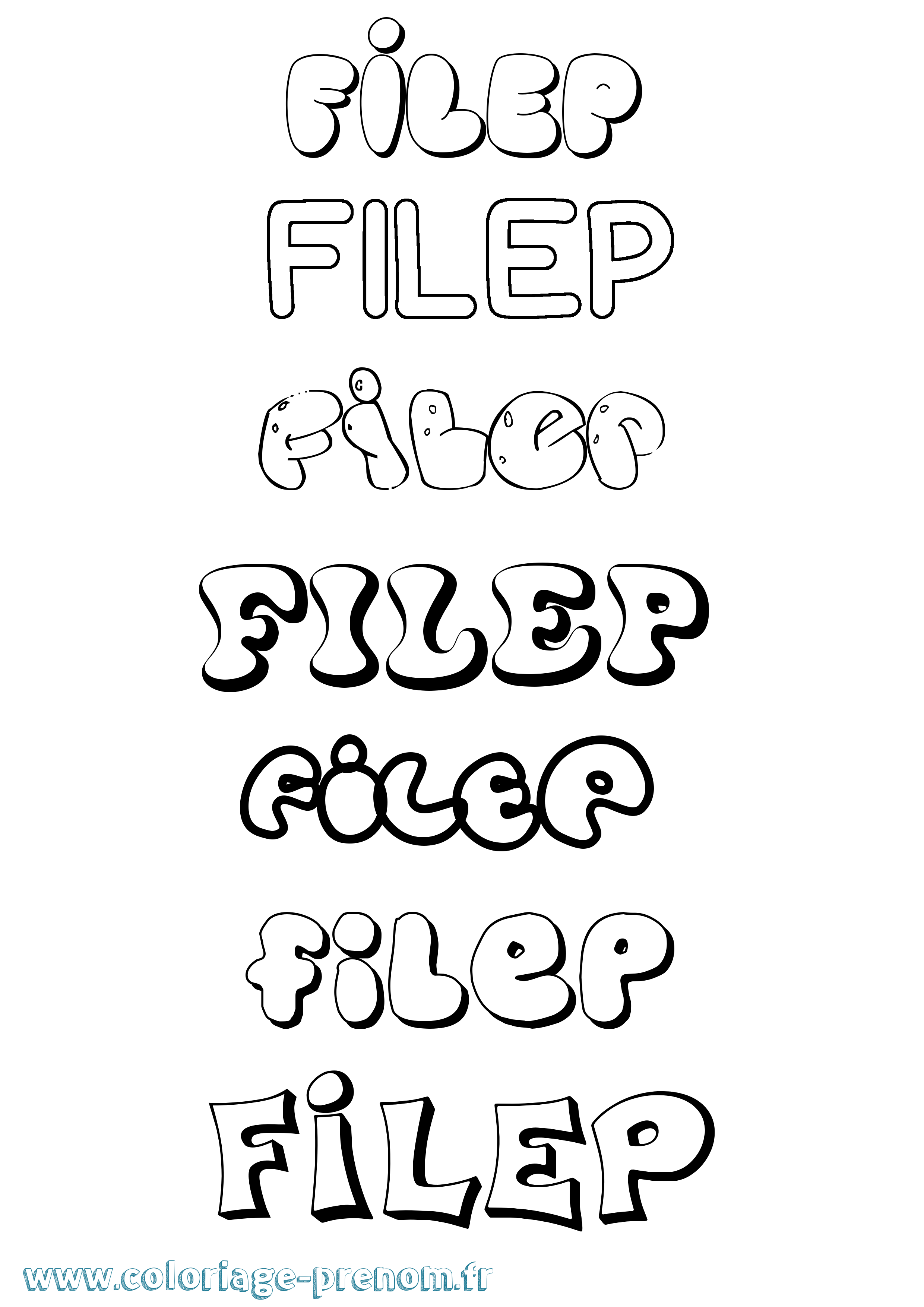 Coloriage Filep Bubble Coloriage prénom Filep Bubble