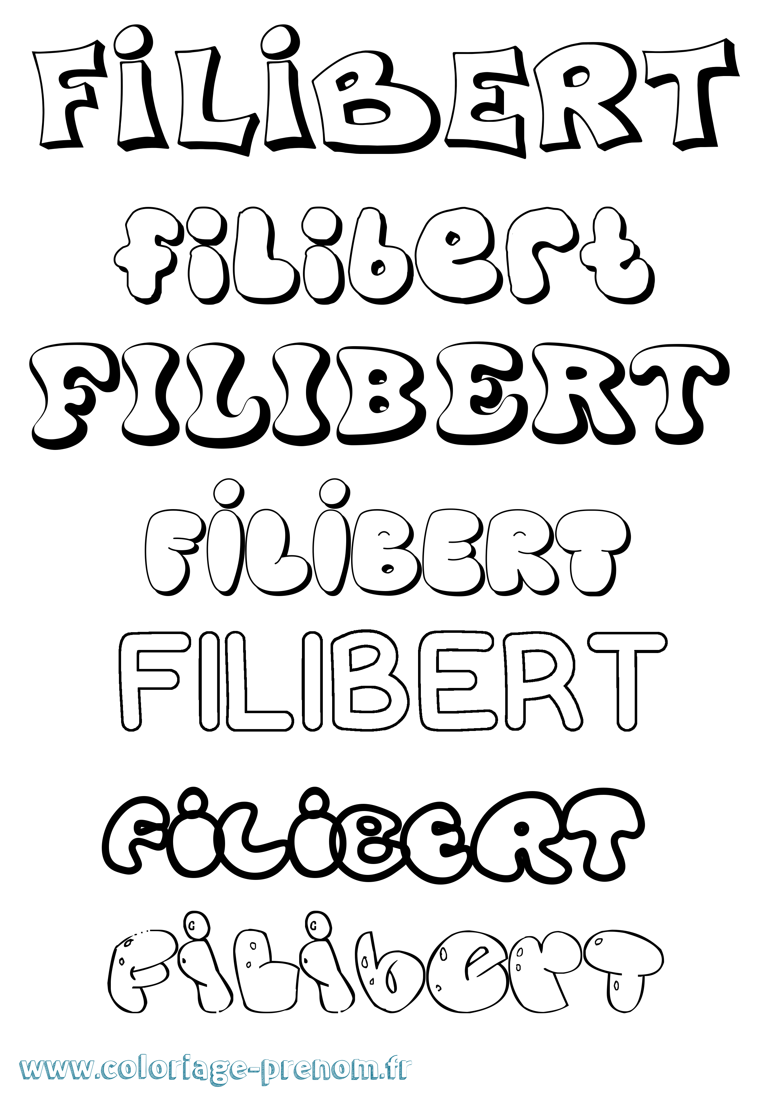 Coloriage Filibert Bubble Coloriage prénom Filibert Bubble