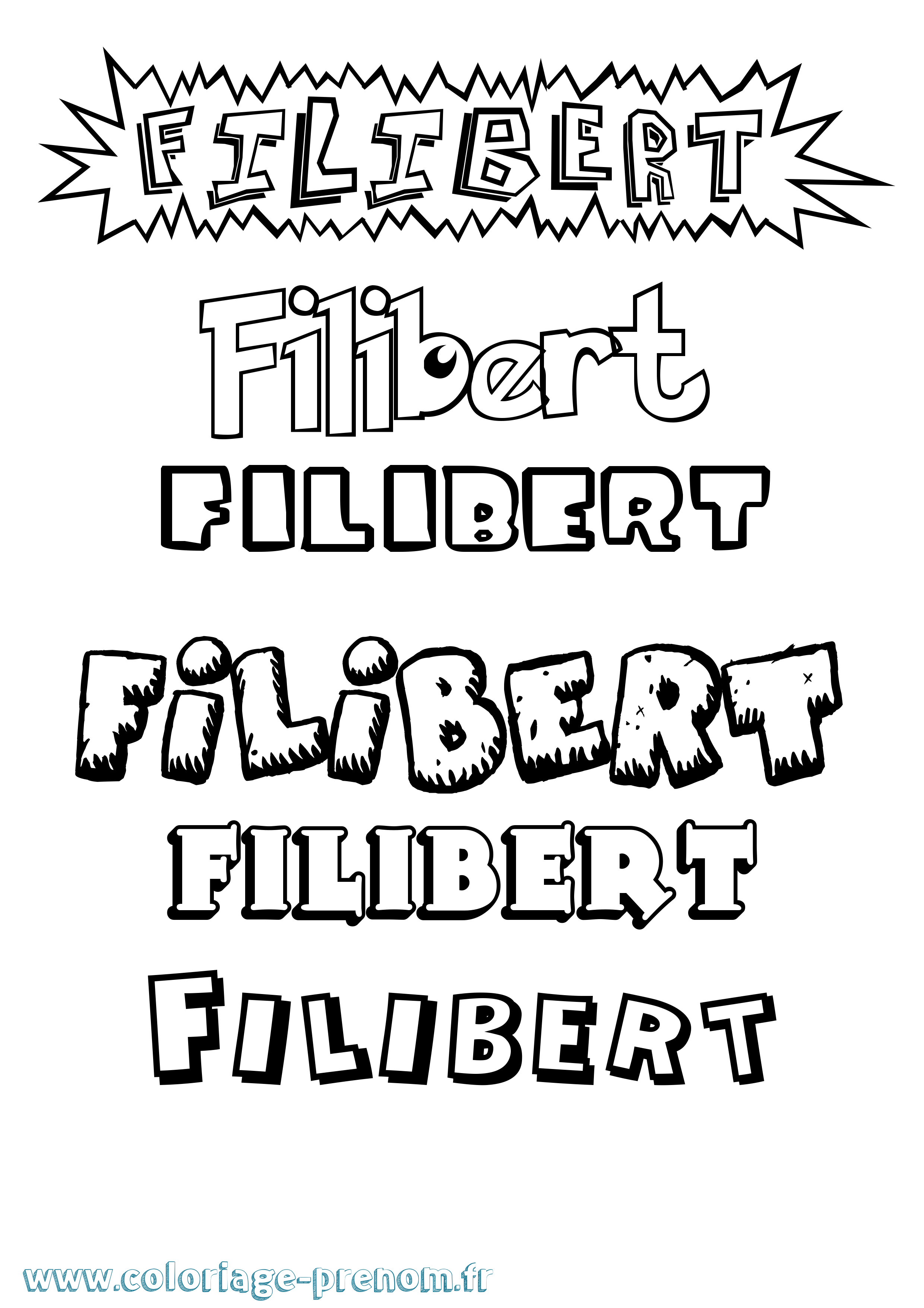 Coloriage Filibert Dessin Animé Coloriage prénom Filibert Dessin Animé