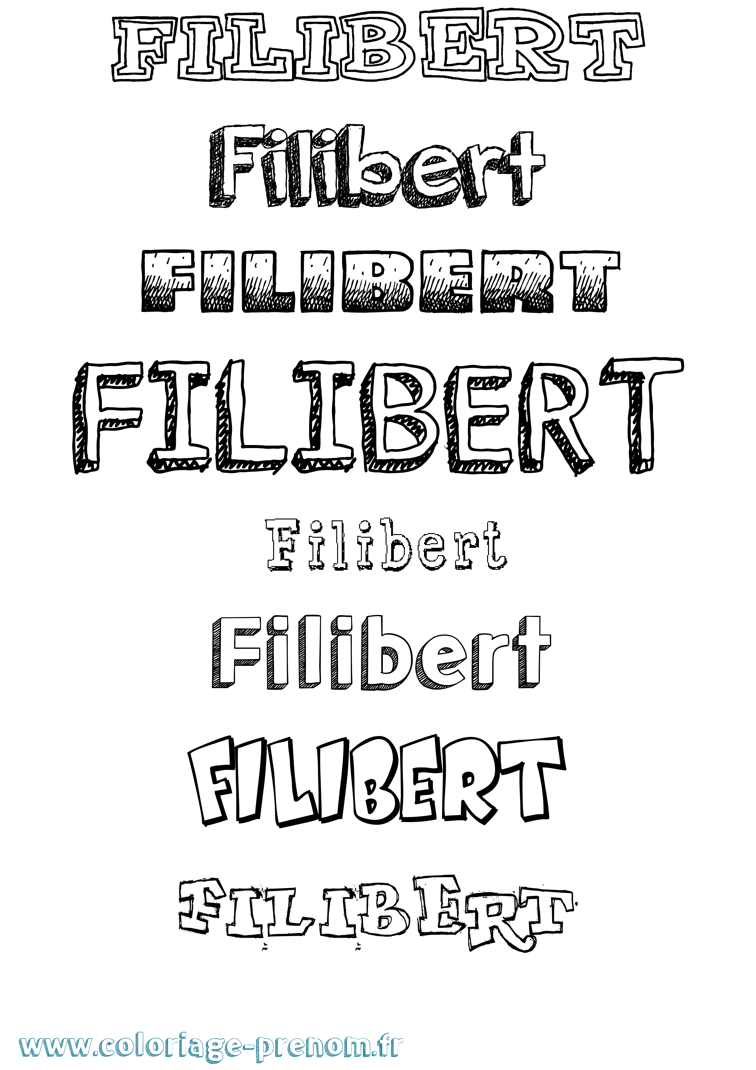Coloriage Filibert Dessiné Coloriage prénom Filibert Dessiné
