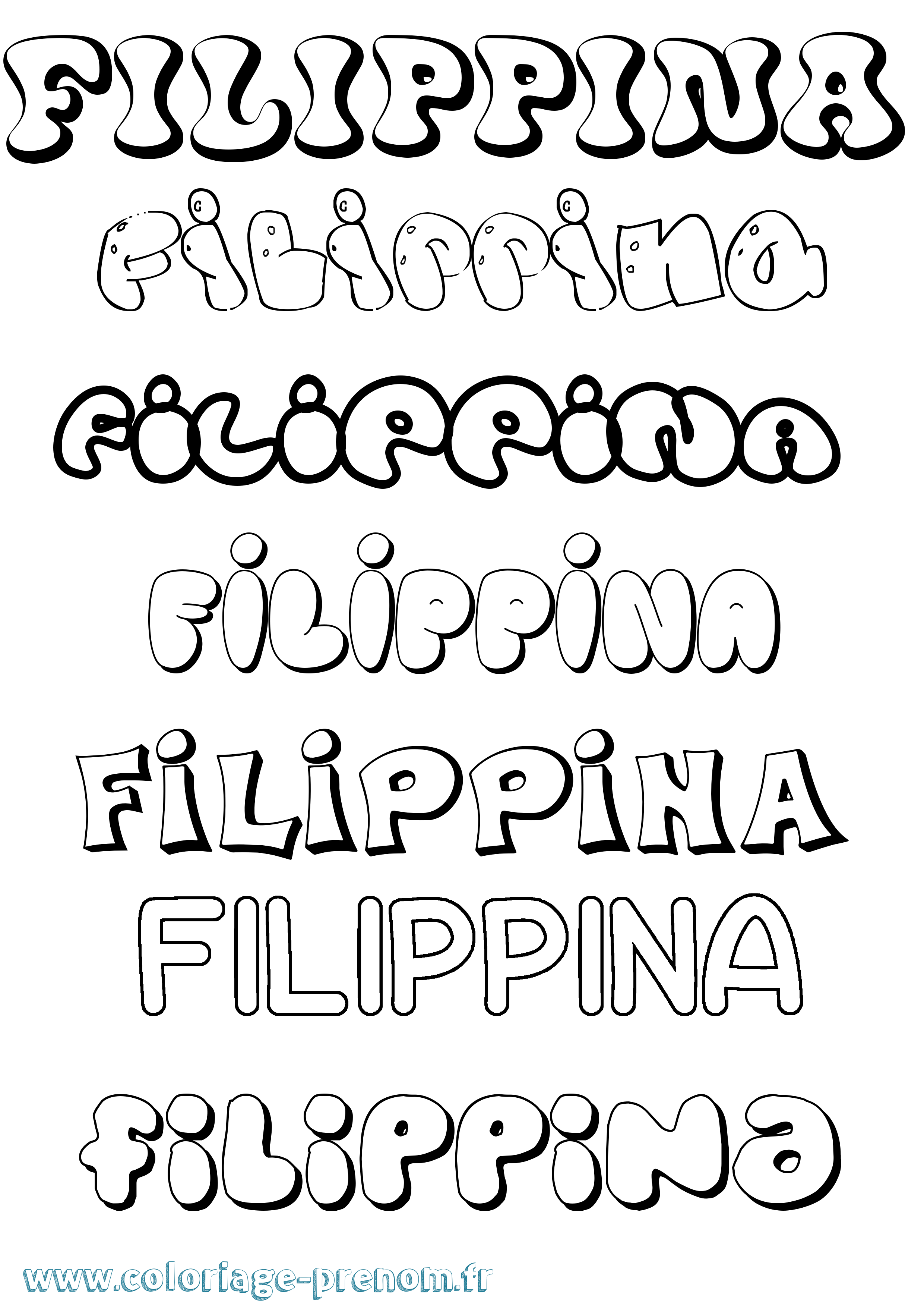 Coloriage Filippina Bubble Coloriage prénom Filippina Bubble
