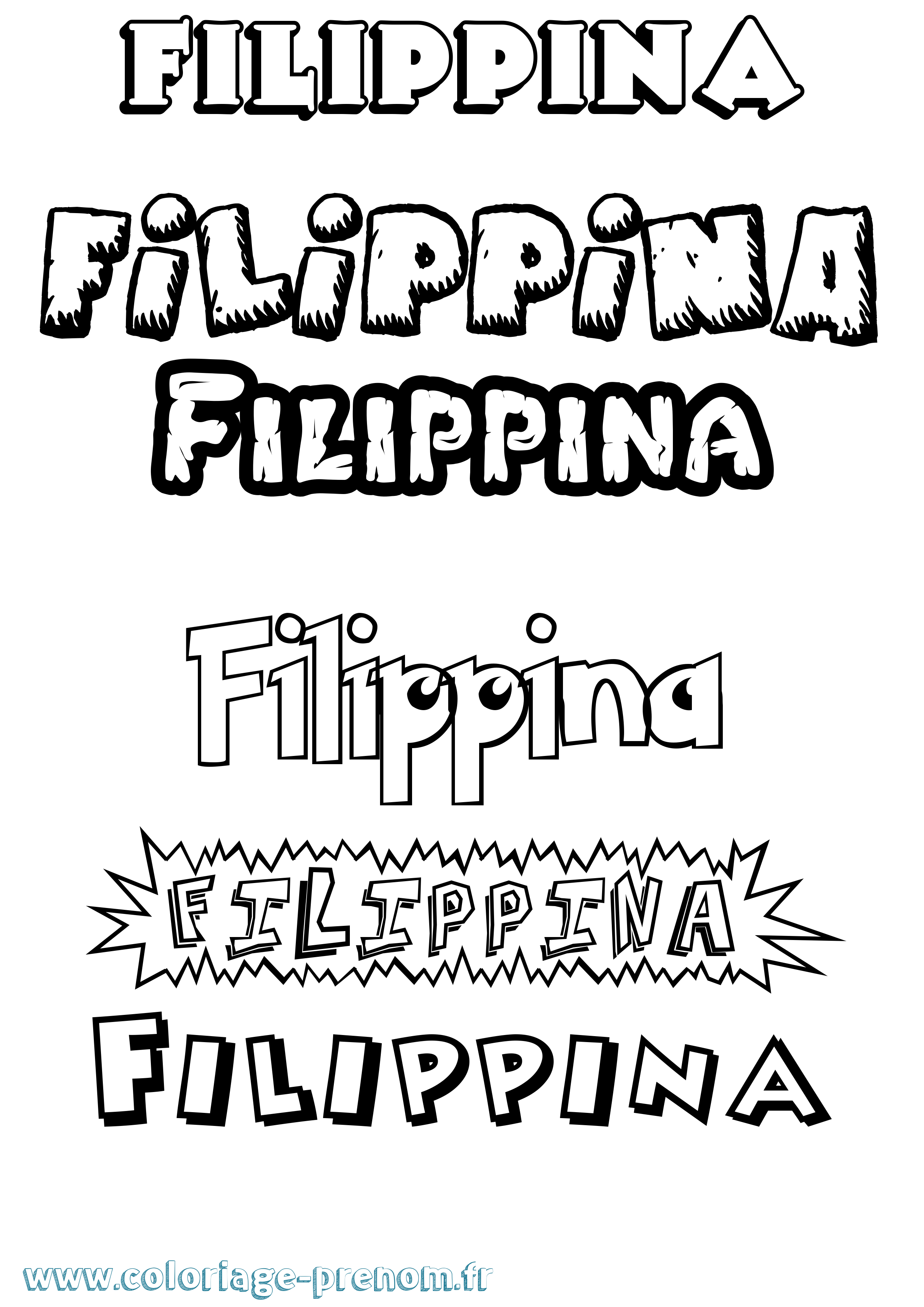 Coloriage Filippina Dessin Animé Coloriage prénom Filippina Dessin Animé