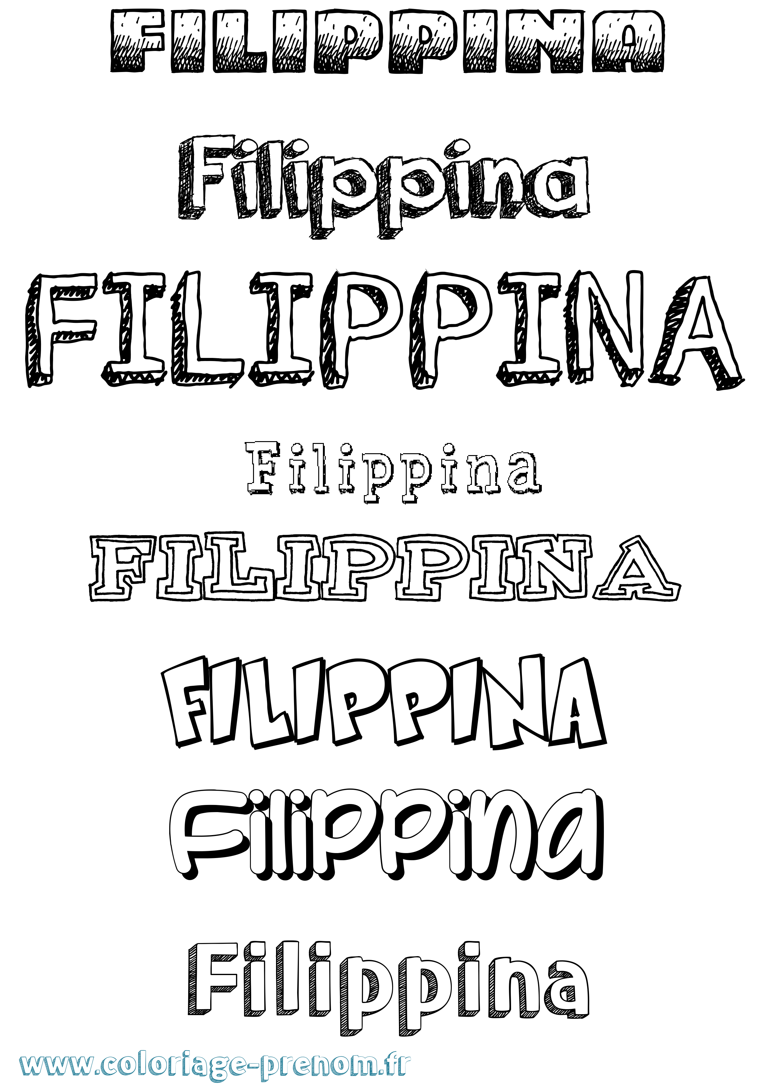 Coloriage Filippina Dessiné Coloriage prénom Filippina Dessiné