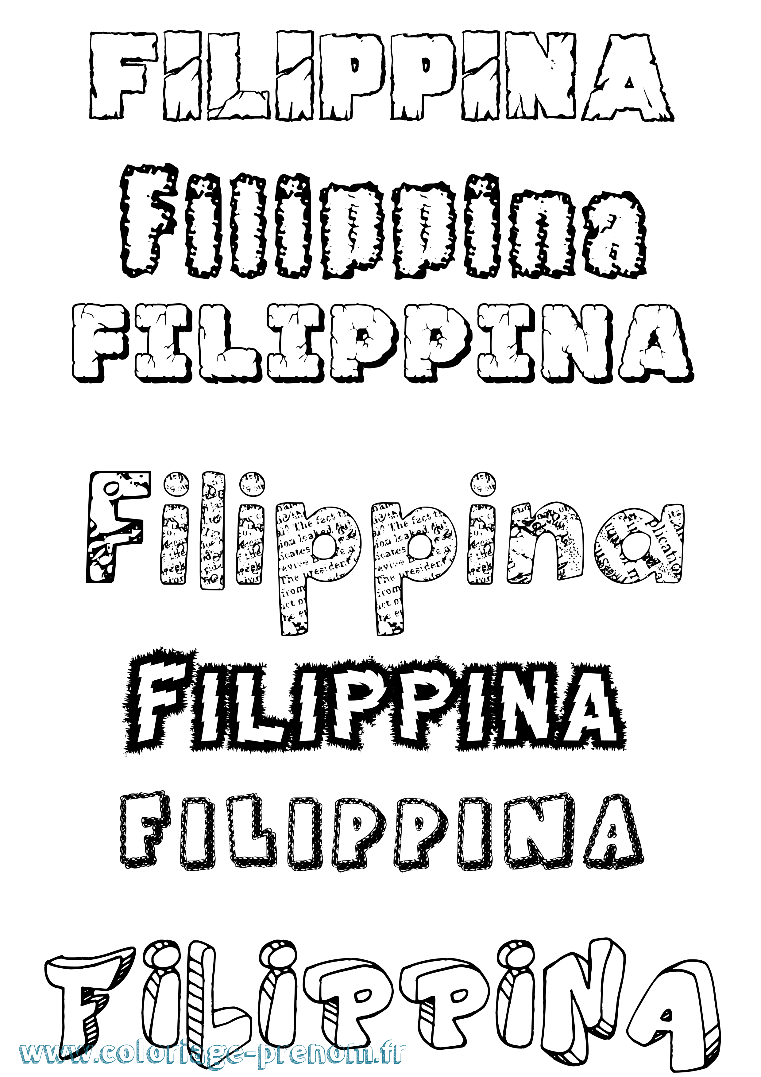 Coloriage Filippina Destructuré Coloriage prénom Filippina Destructuré