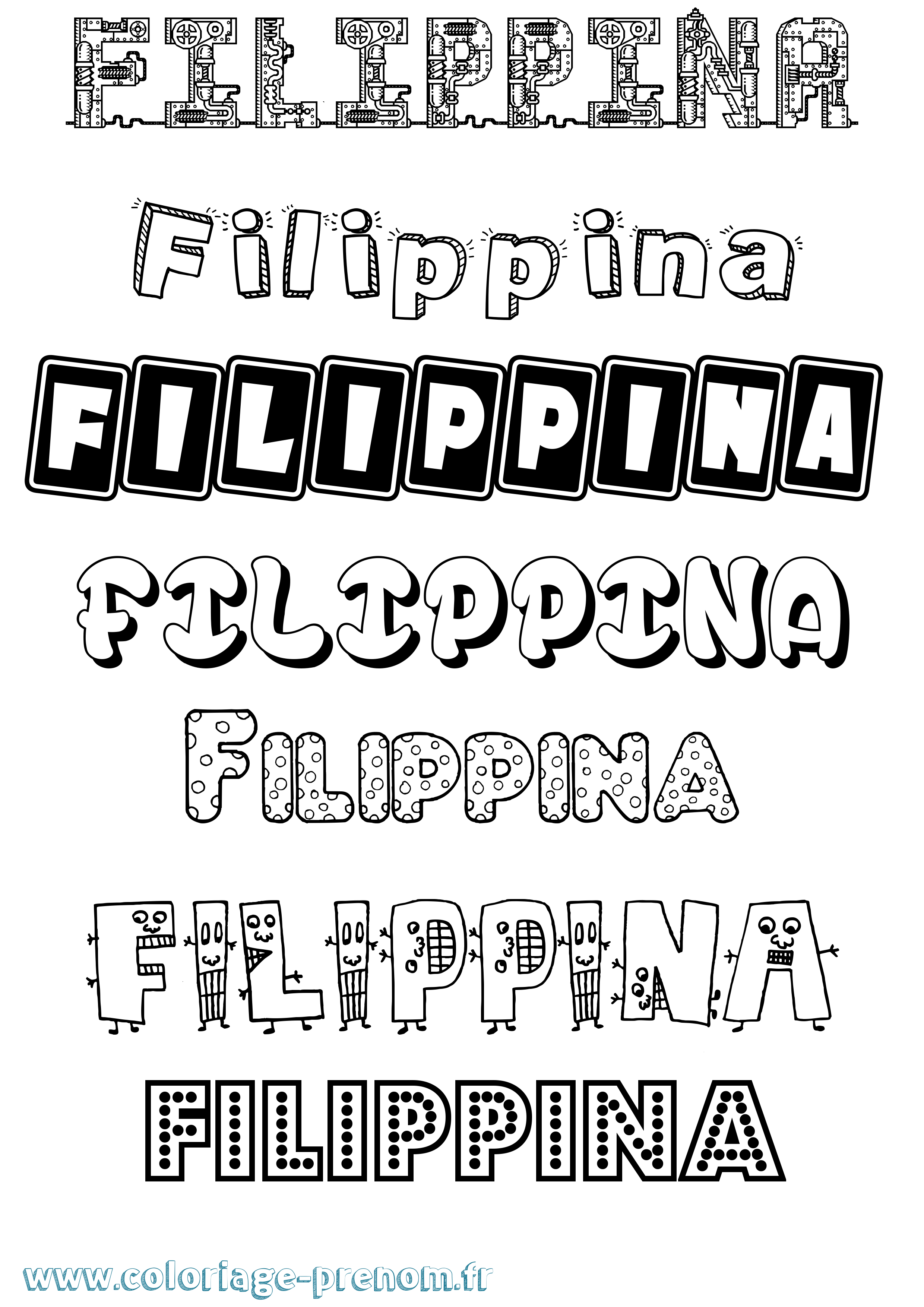 Coloriage Filippina Fun Coloriage prénom Filippina Fun