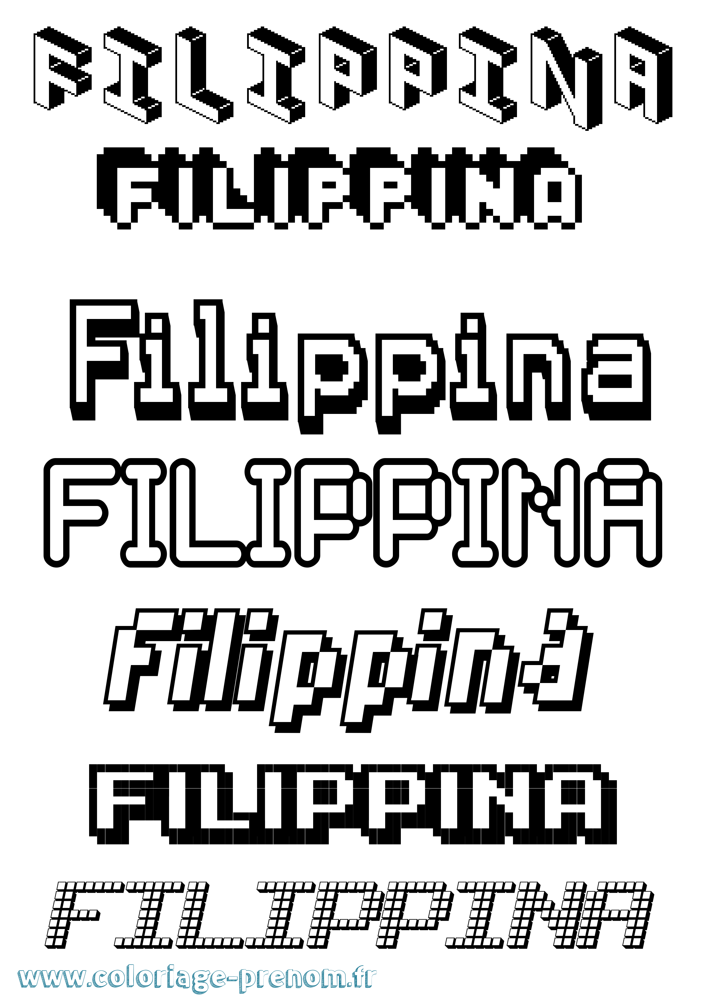 Coloriage Filippina Pixel Coloriage prénom Filippina Pixel