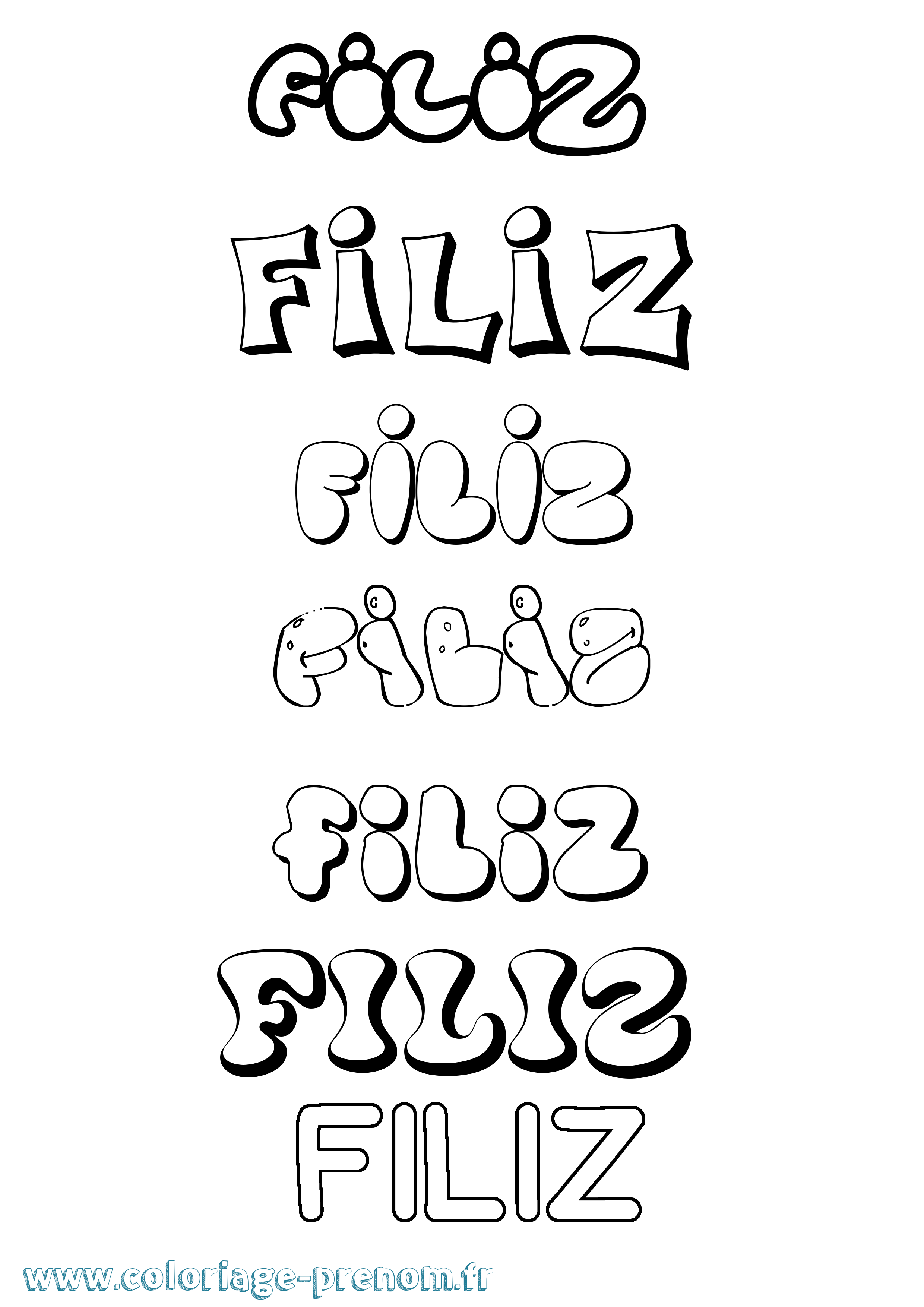 Coloriage Filiz Bubble Coloriage prénom Filiz Bubble