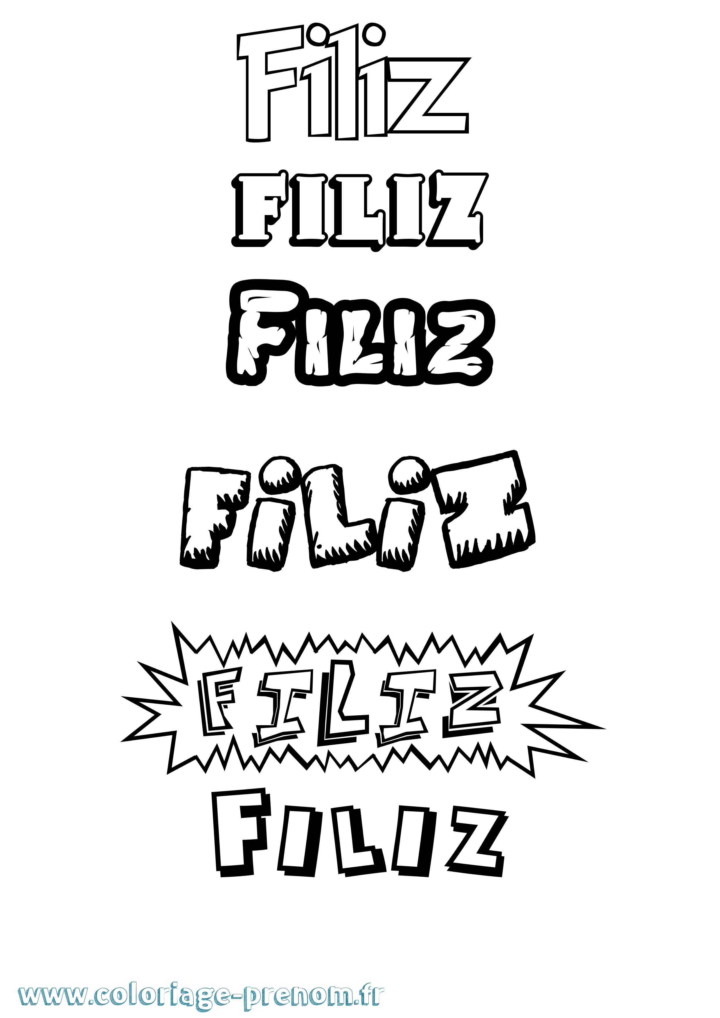 Coloriage Filiz Dessin Animé Coloriage prénom Filiz Dessin Animé