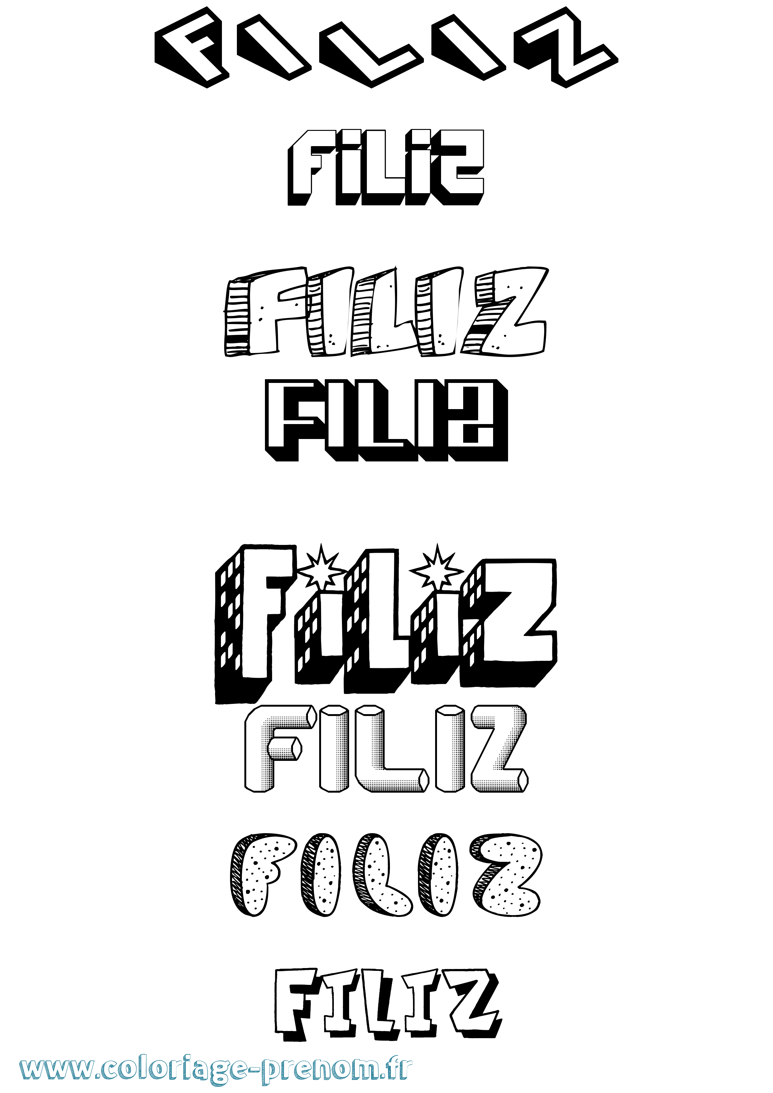 Coloriage Filiz Effet 3D Coloriage prénom Filiz Effet 3D