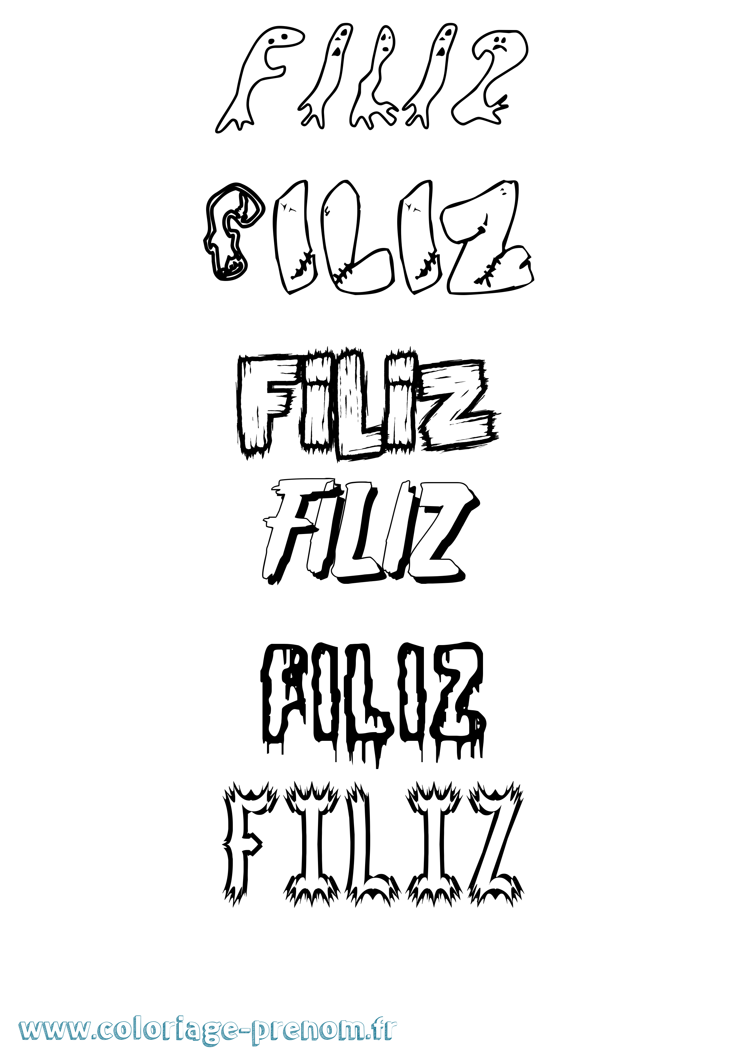 Coloriage Filiz Frisson Coloriage prénom Filiz Frisson