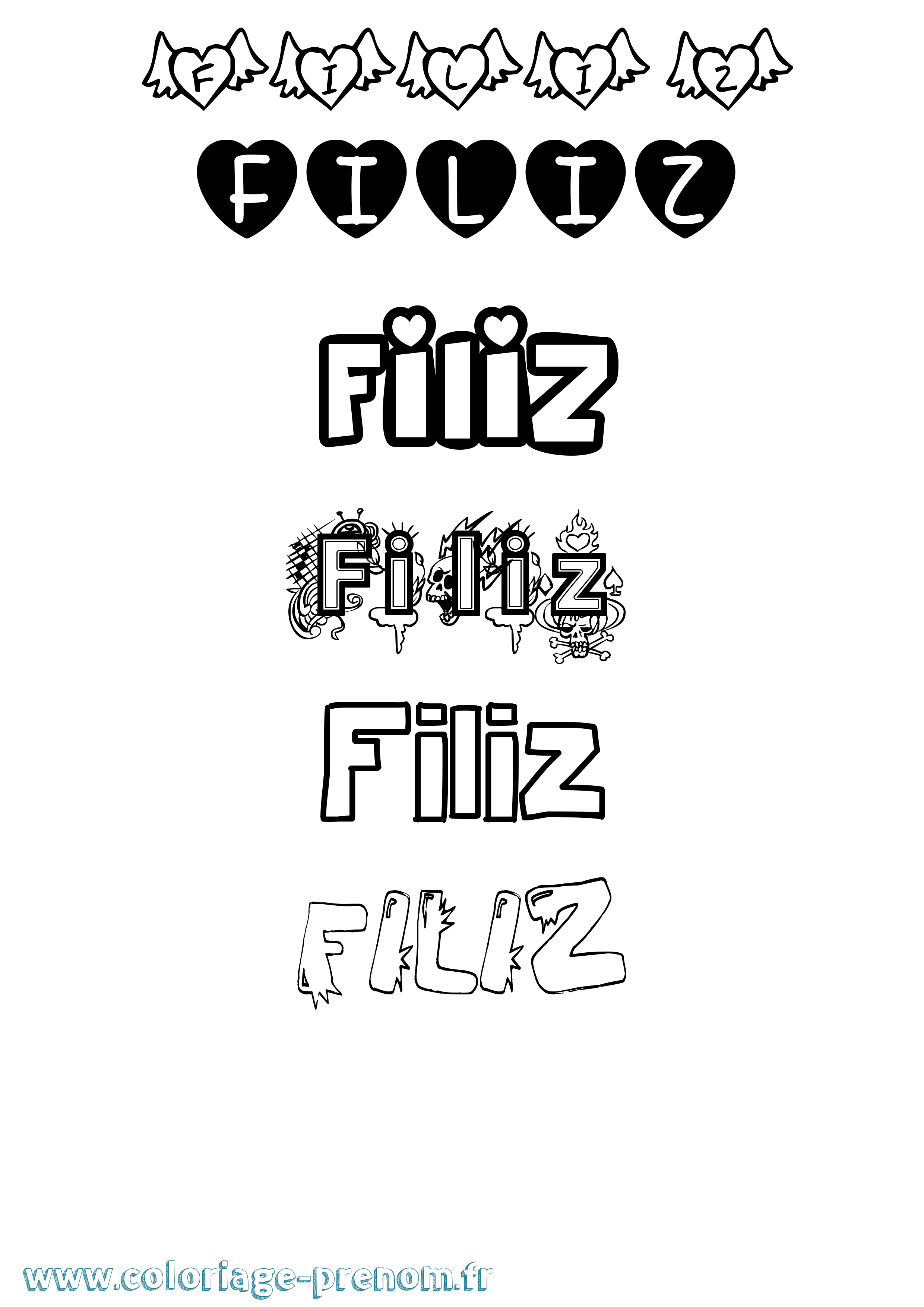 Coloriage Filiz Girly Coloriage prénom Filiz Girly