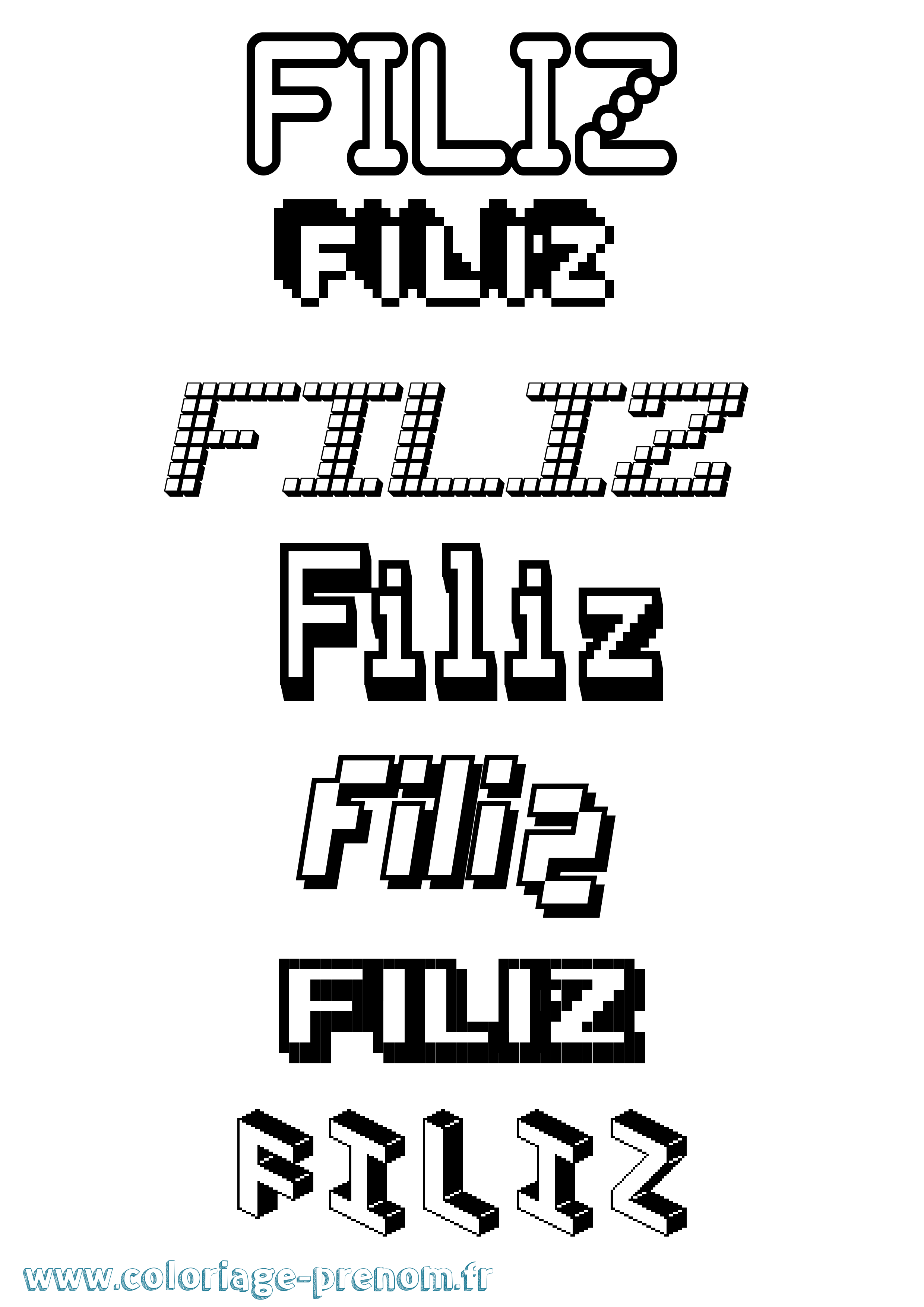 Coloriage Filiz Pixel Coloriage prénom Filiz Pixel
