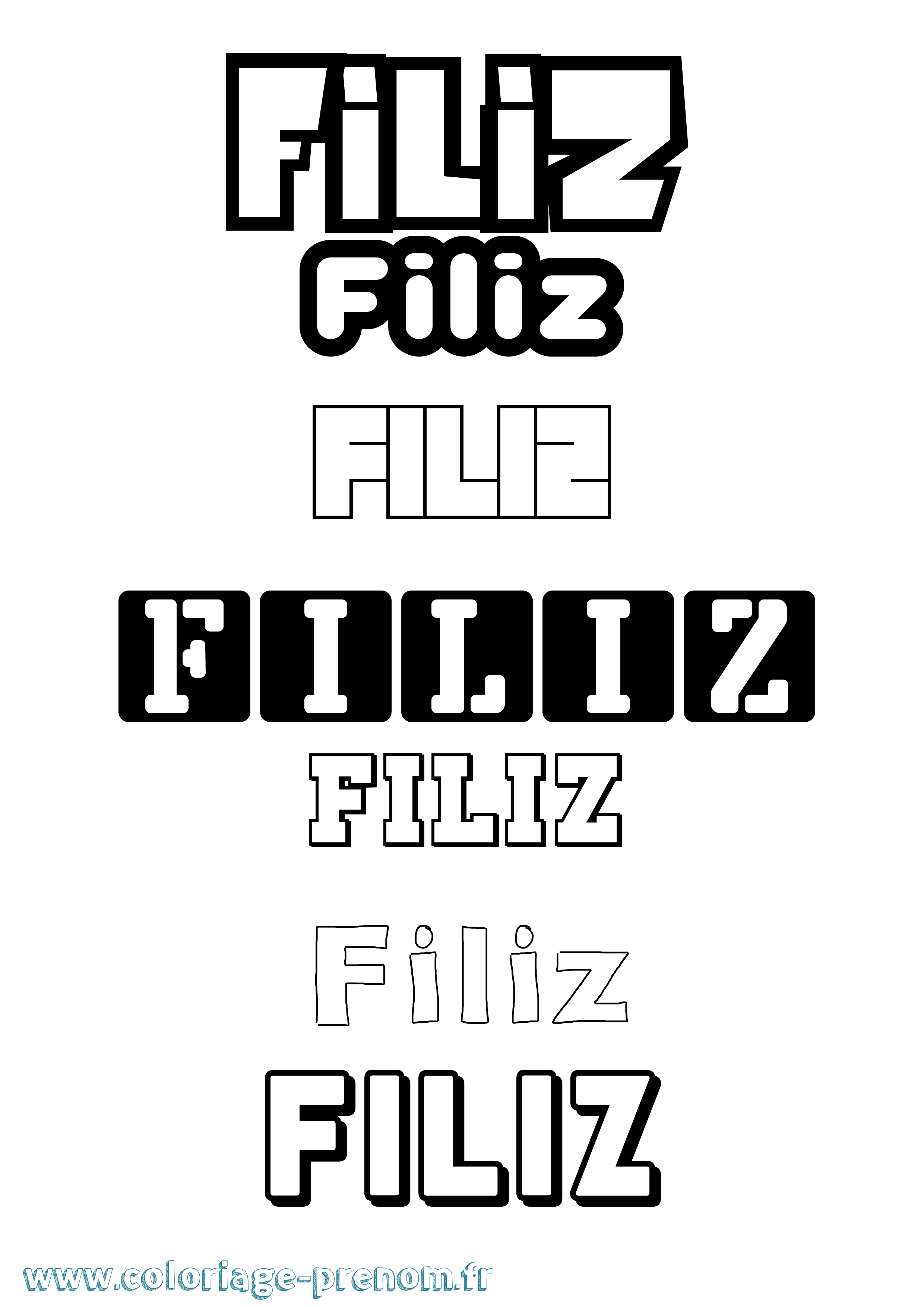 Coloriage Filiz Simple Coloriage prénom Filiz Simple