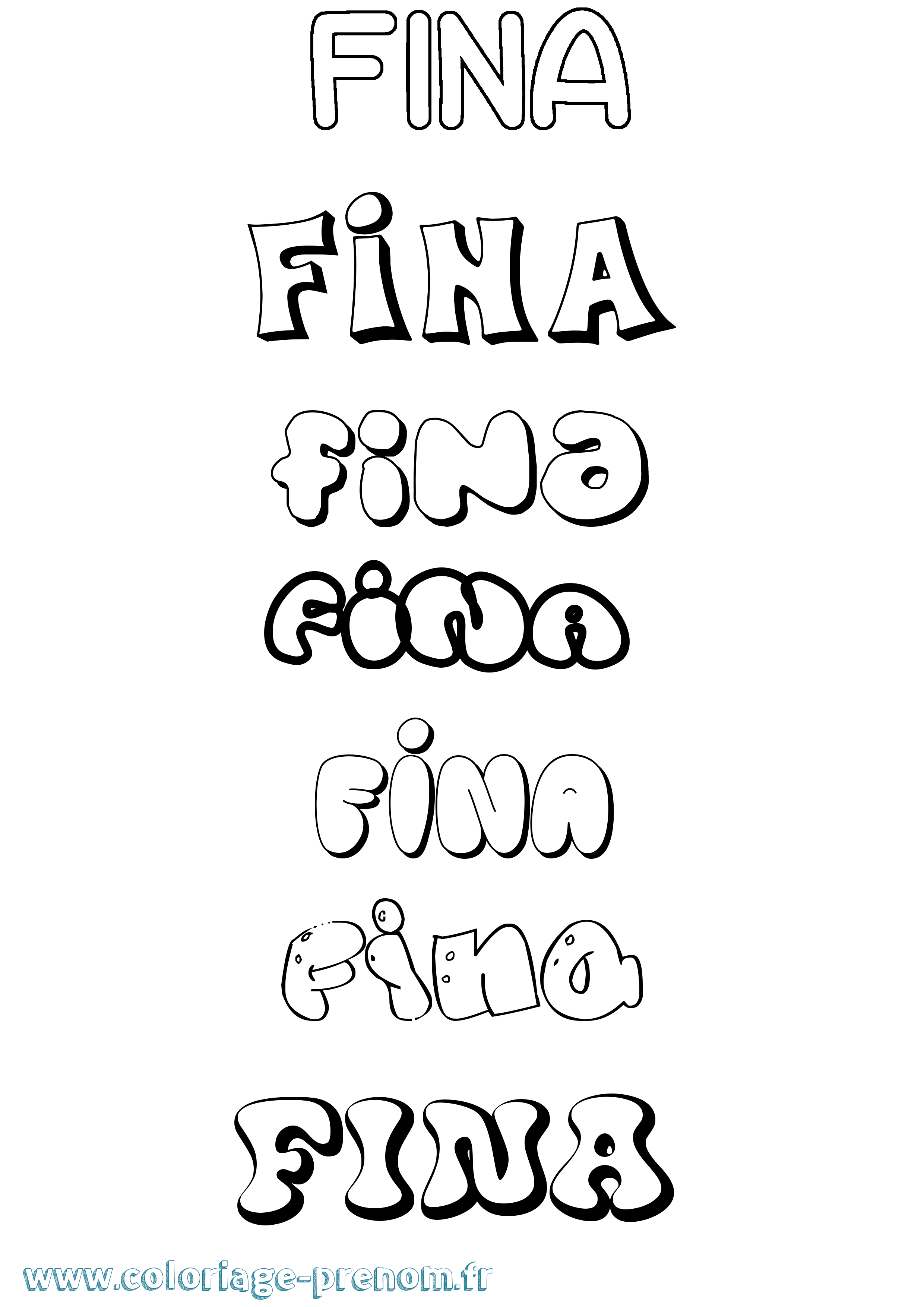Coloriage Fina Bubble Coloriage prénom Fina Bubble