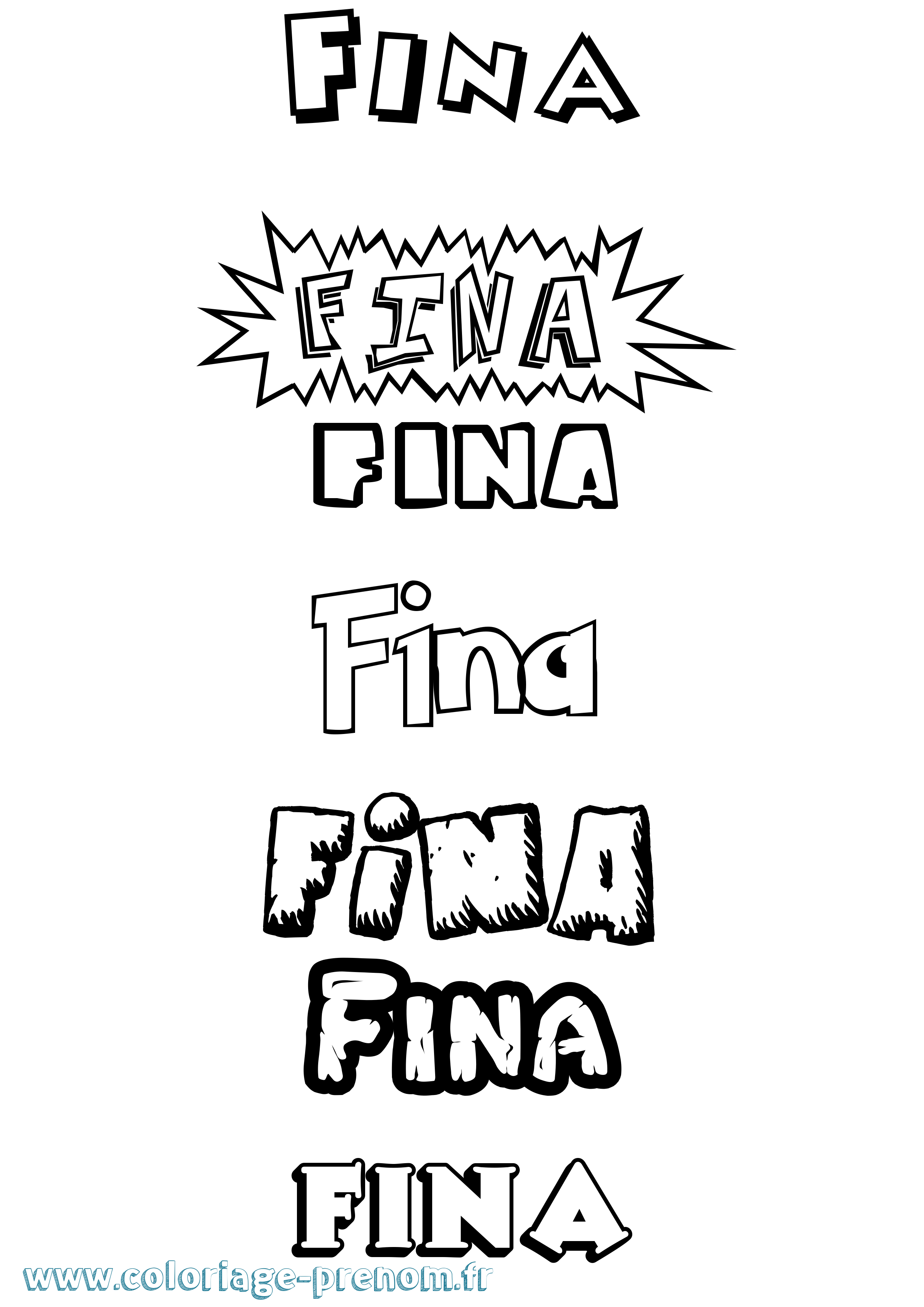 Coloriage Fina Dessin Animé Coloriage prénom Fina Dessin Animé