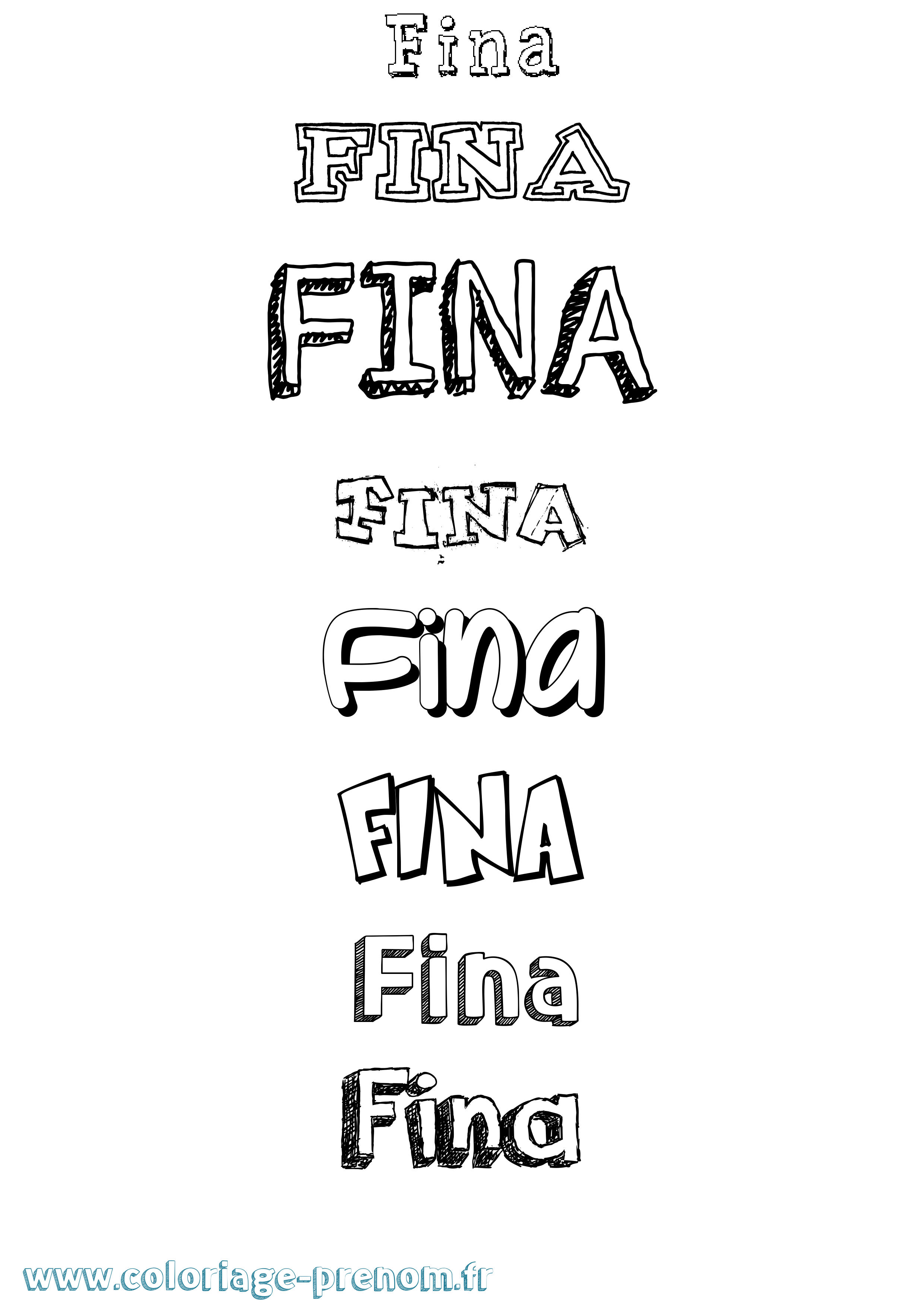 Coloriage Fina Dessiné Coloriage prénom Fina Dessiné