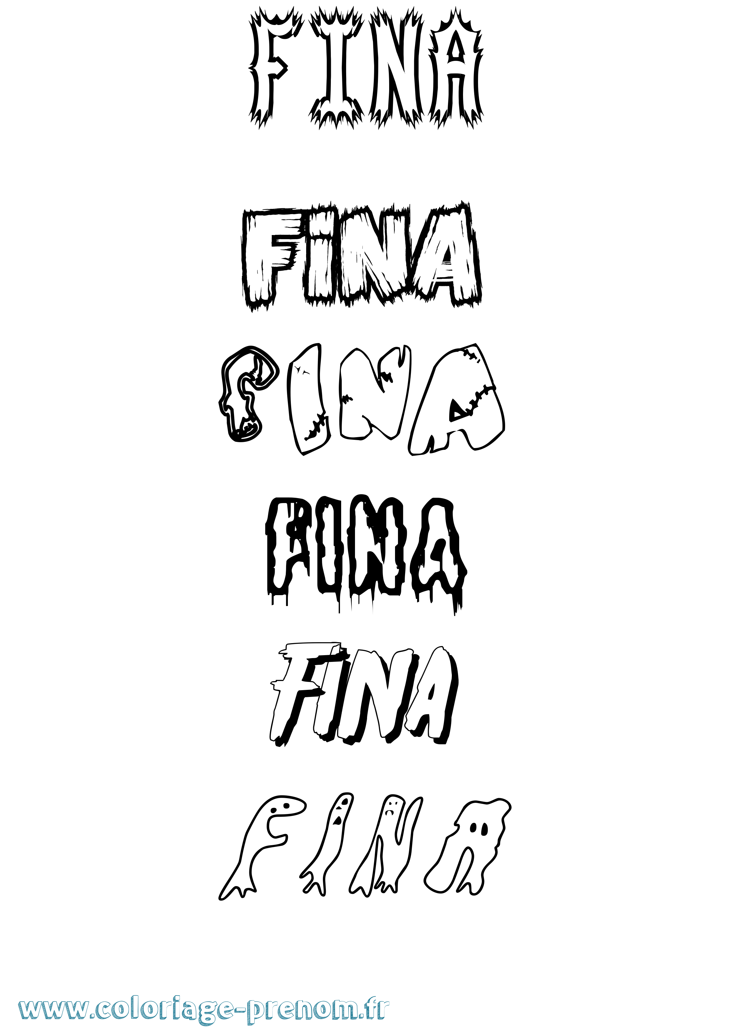 Coloriage Fina Frisson Coloriage prénom Fina Frisson