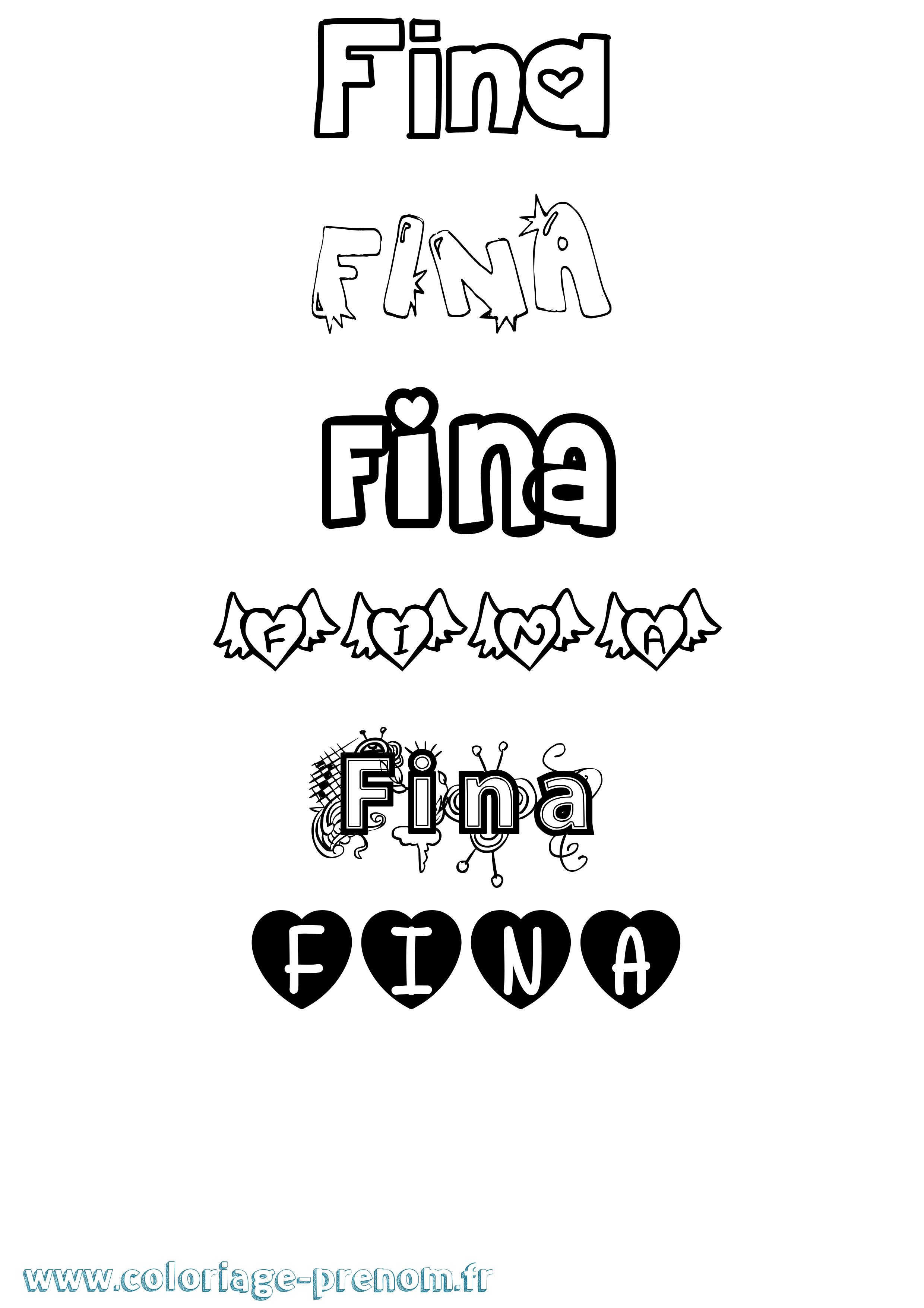 Coloriage Fina Girly Coloriage prénom Fina Girly