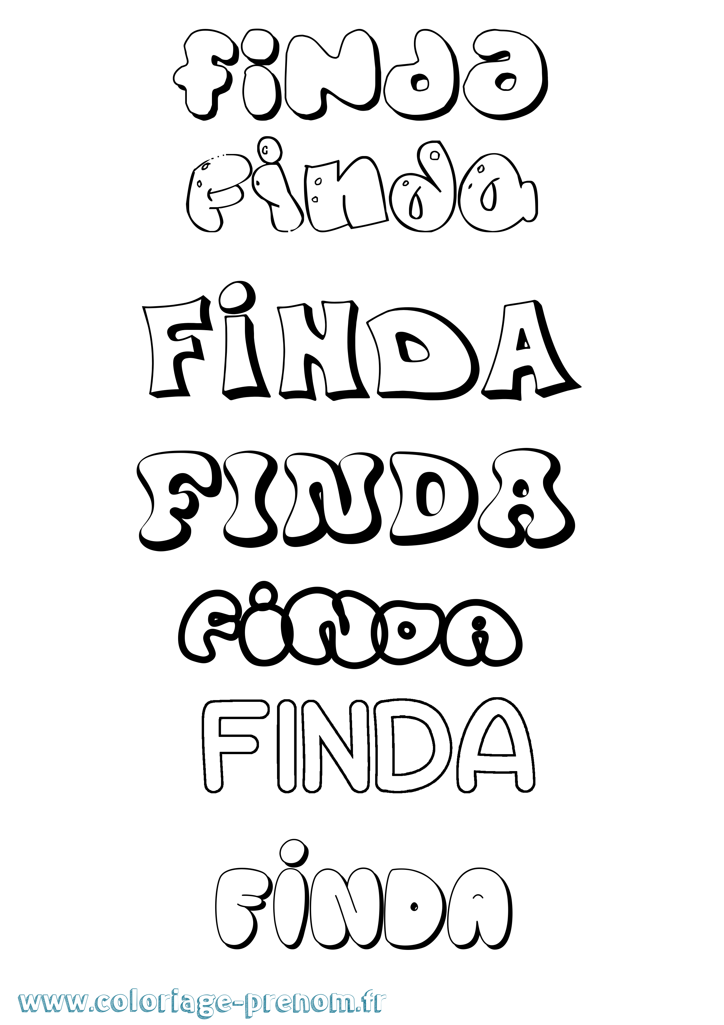 Coloriage Finda Bubble Coloriage prénom Finda Bubble