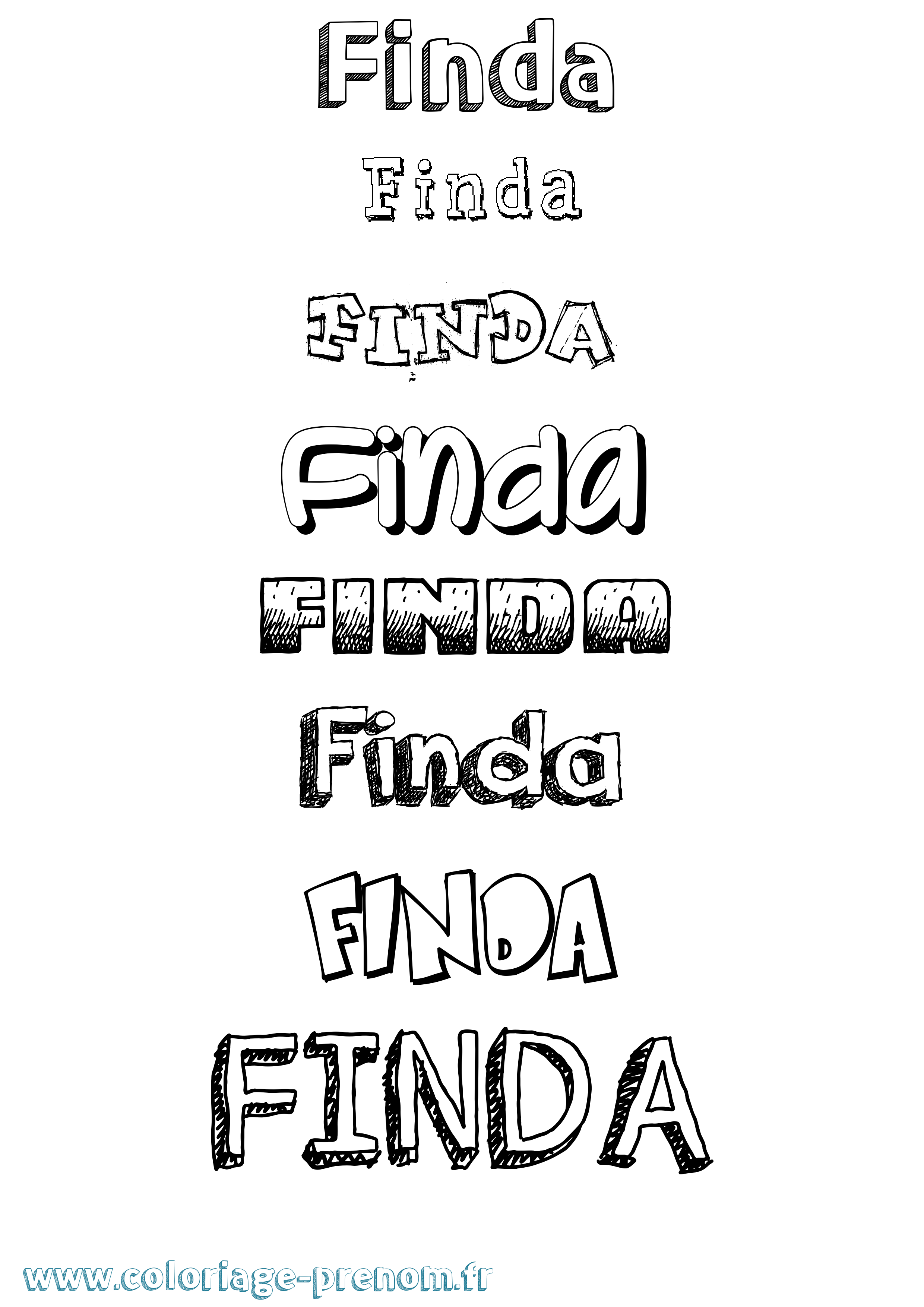 Coloriage Finda Dessiné Coloriage prénom Finda Dessiné