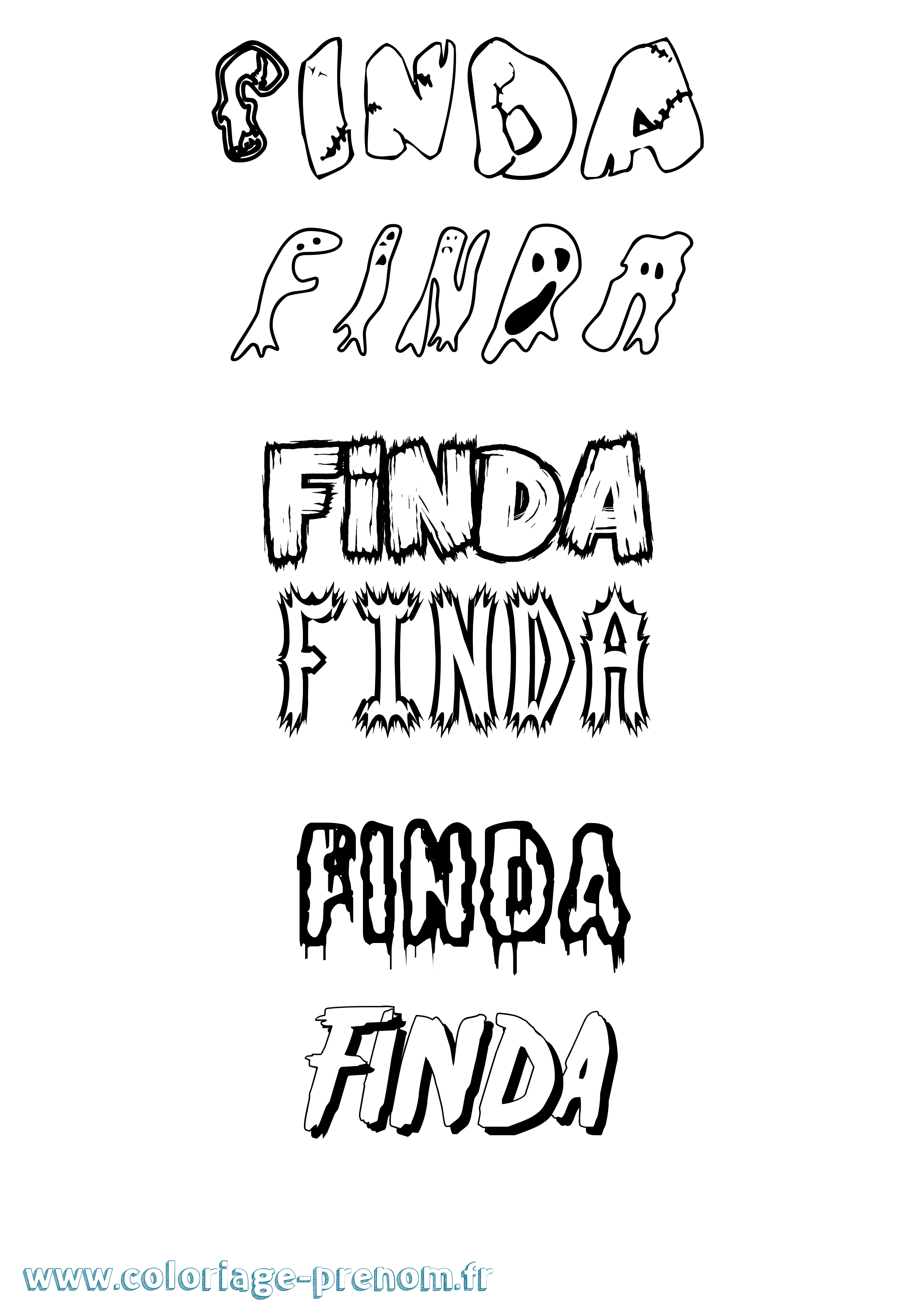 Coloriage Finda Frisson Coloriage prénom Finda Frisson