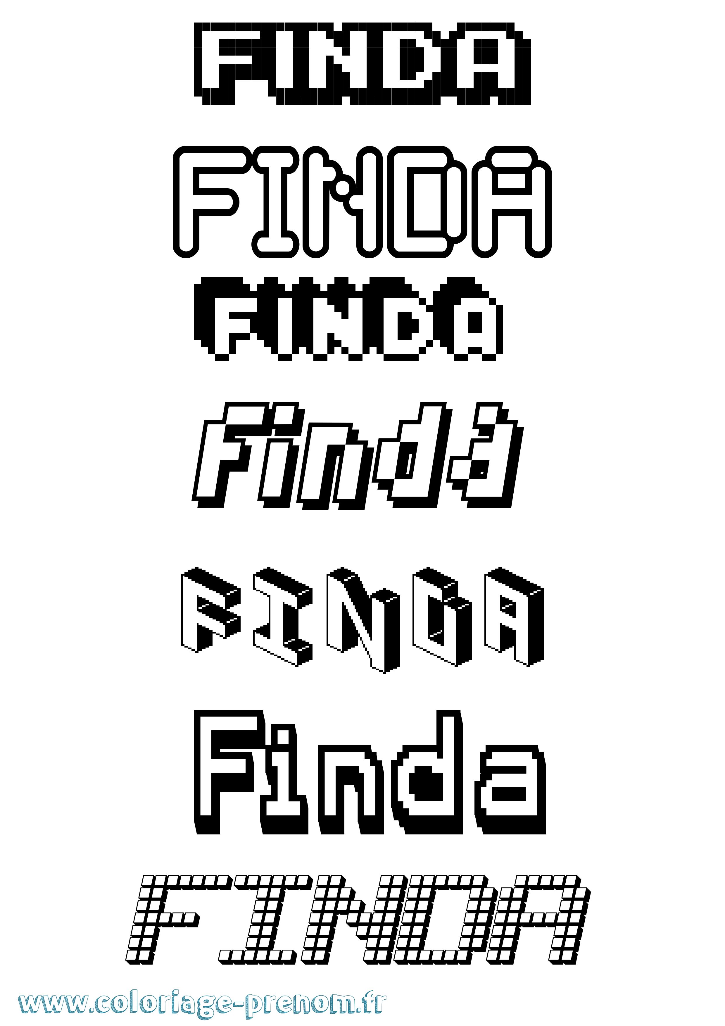 Coloriage Finda Pixel Coloriage prénom Finda Pixel