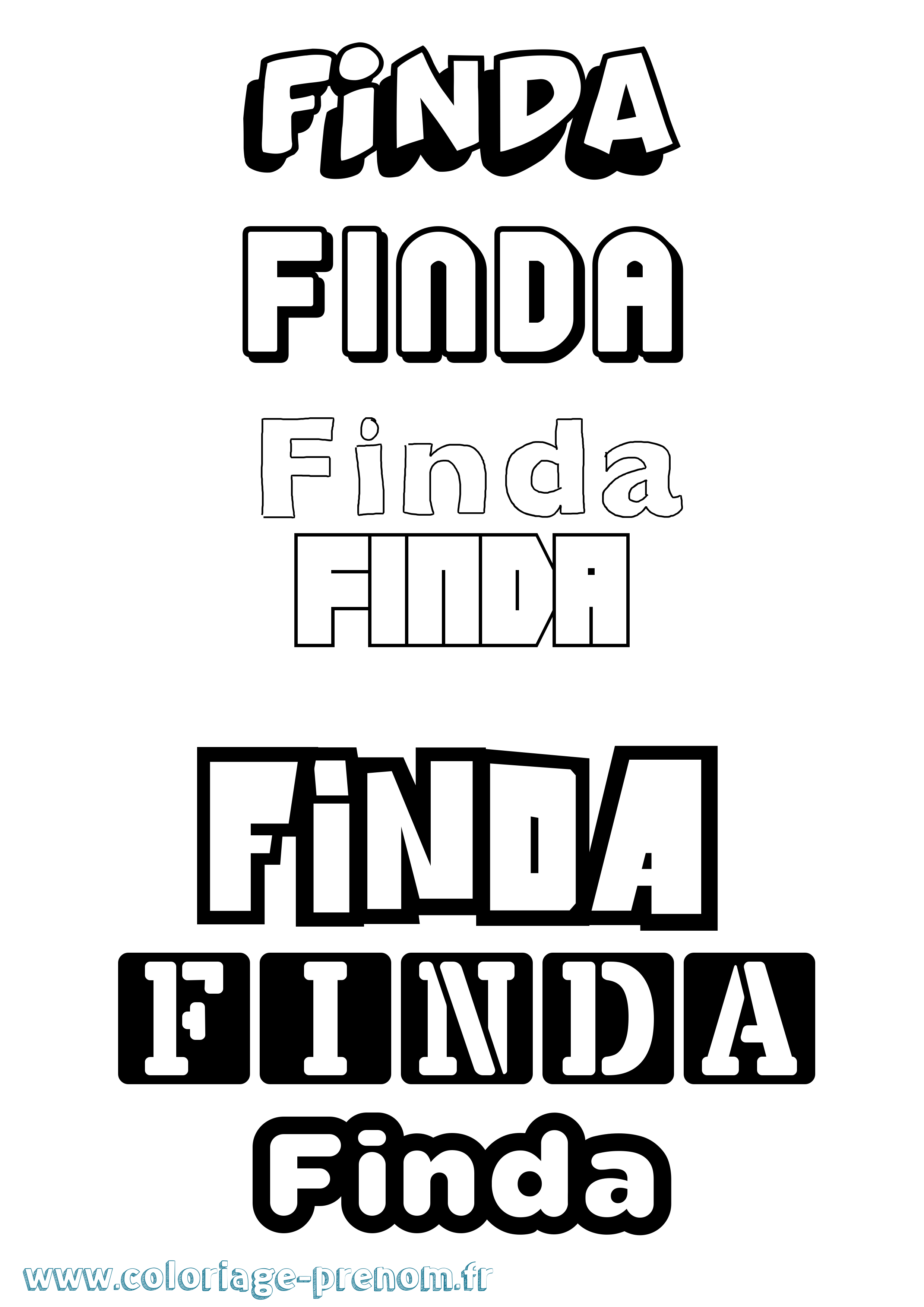 Coloriage Finda Simple Coloriage prénom Finda Simple