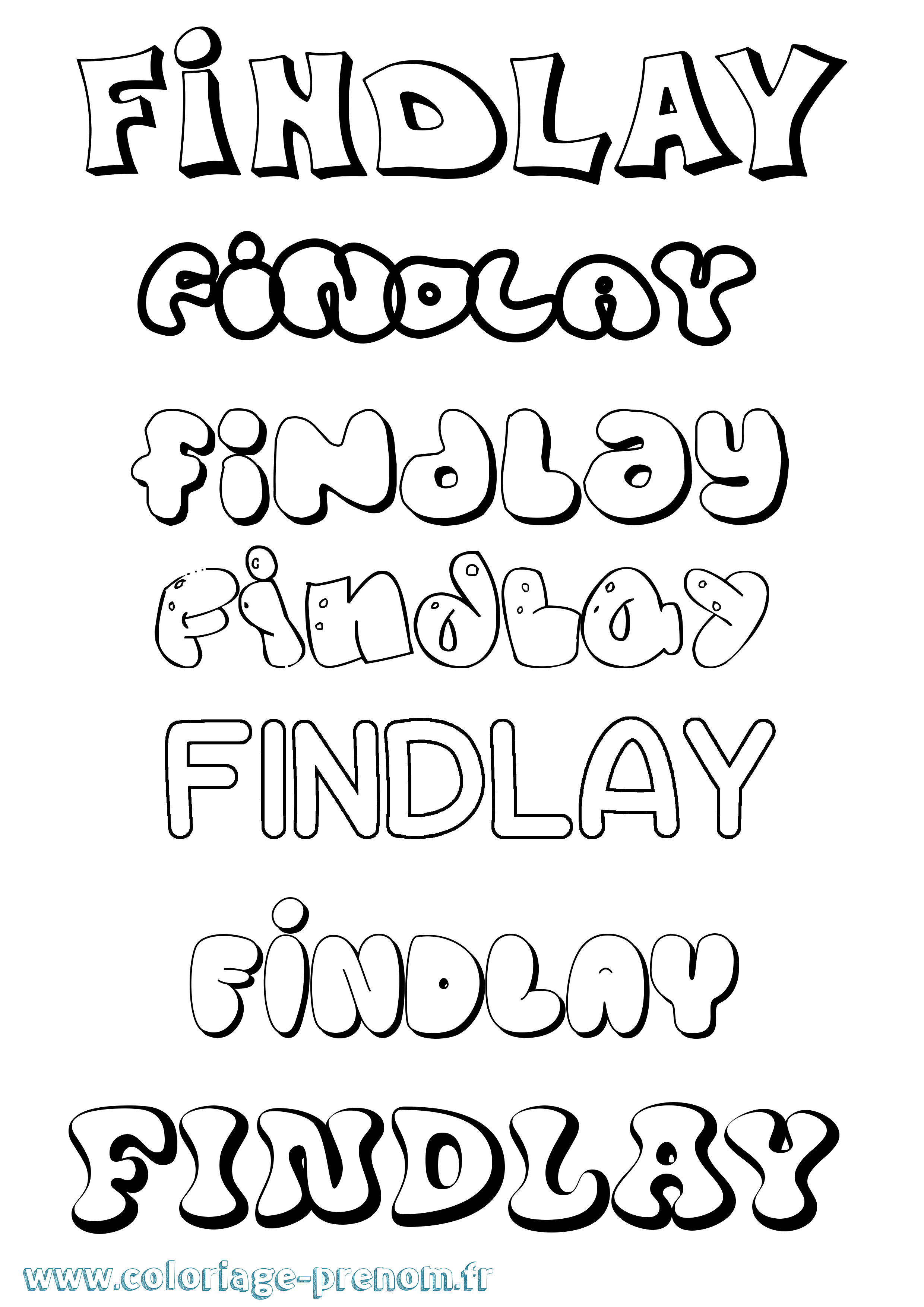 Coloriage Findlay Bubble Coloriage prénom Findlay Bubble