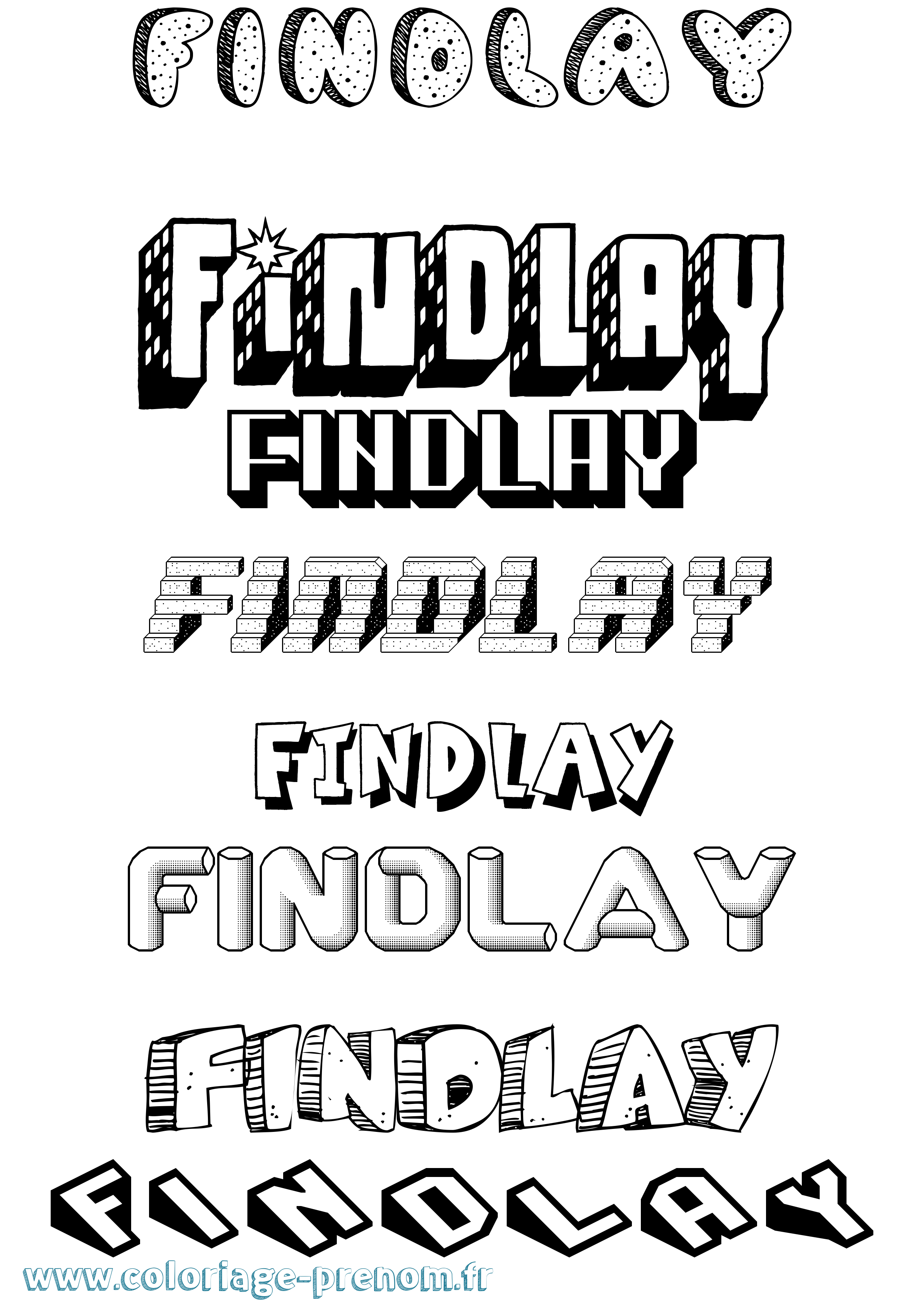 Coloriage Findlay Effet 3D Coloriage prénom Findlay Effet 3D