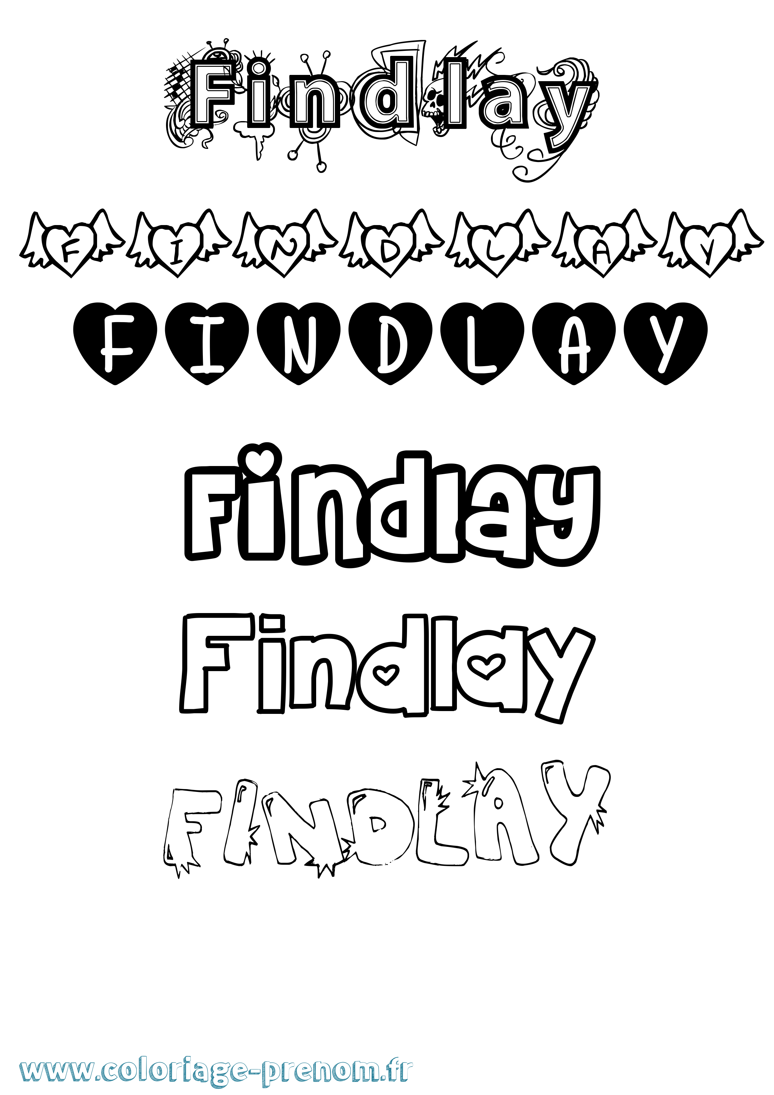 Coloriage Findlay Girly Coloriage prénom Findlay Girly