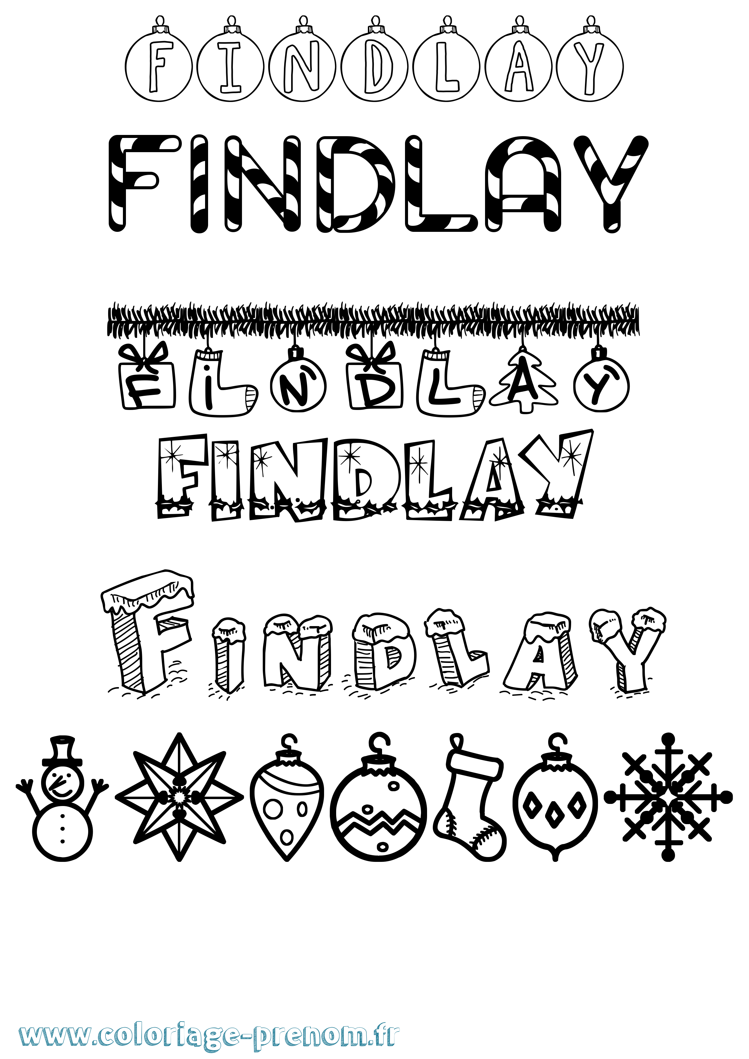 Coloriage Findlay Noël Coloriage prénom Findlay Noël