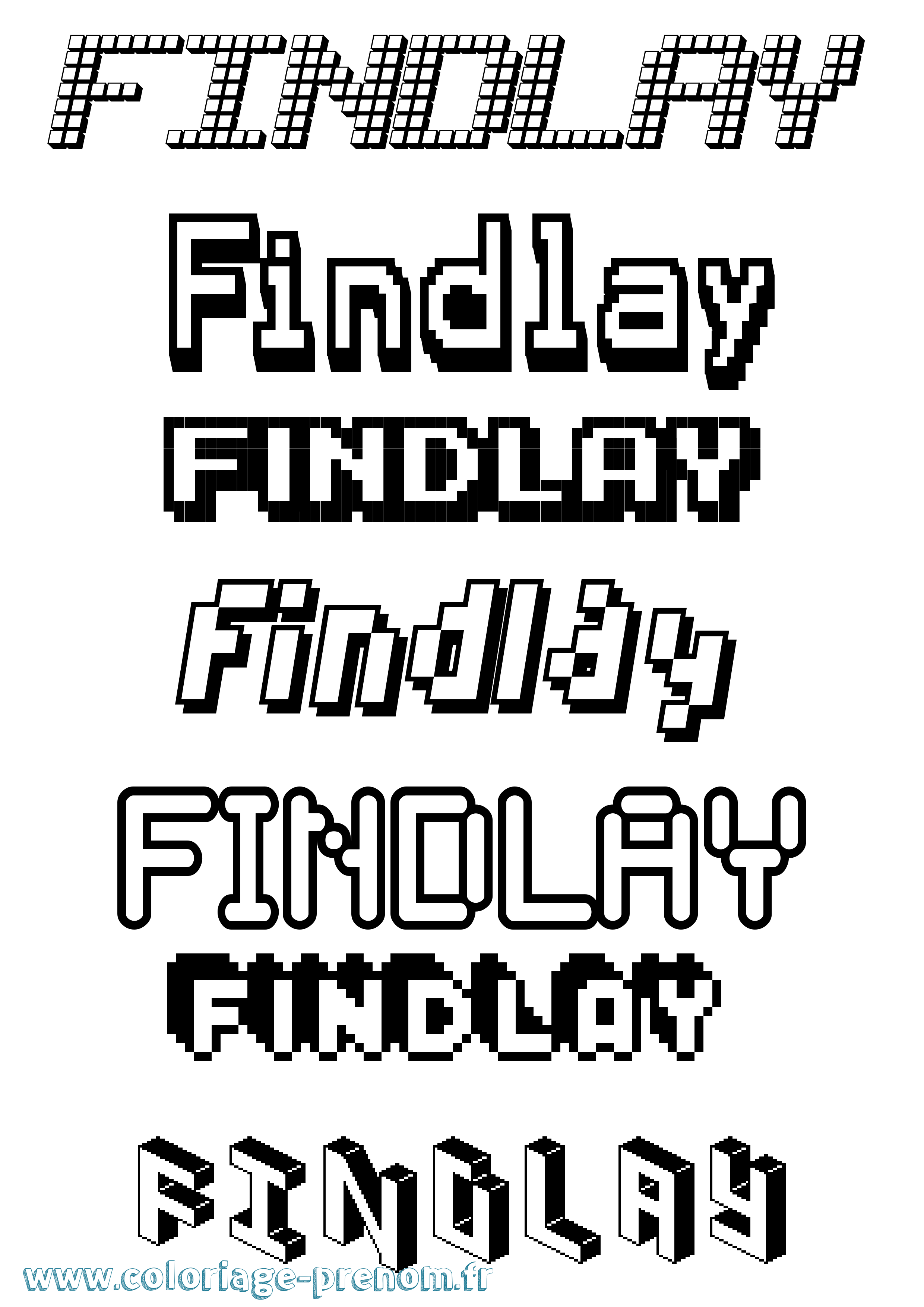 Coloriage Findlay Pixel Coloriage prénom Findlay Pixel