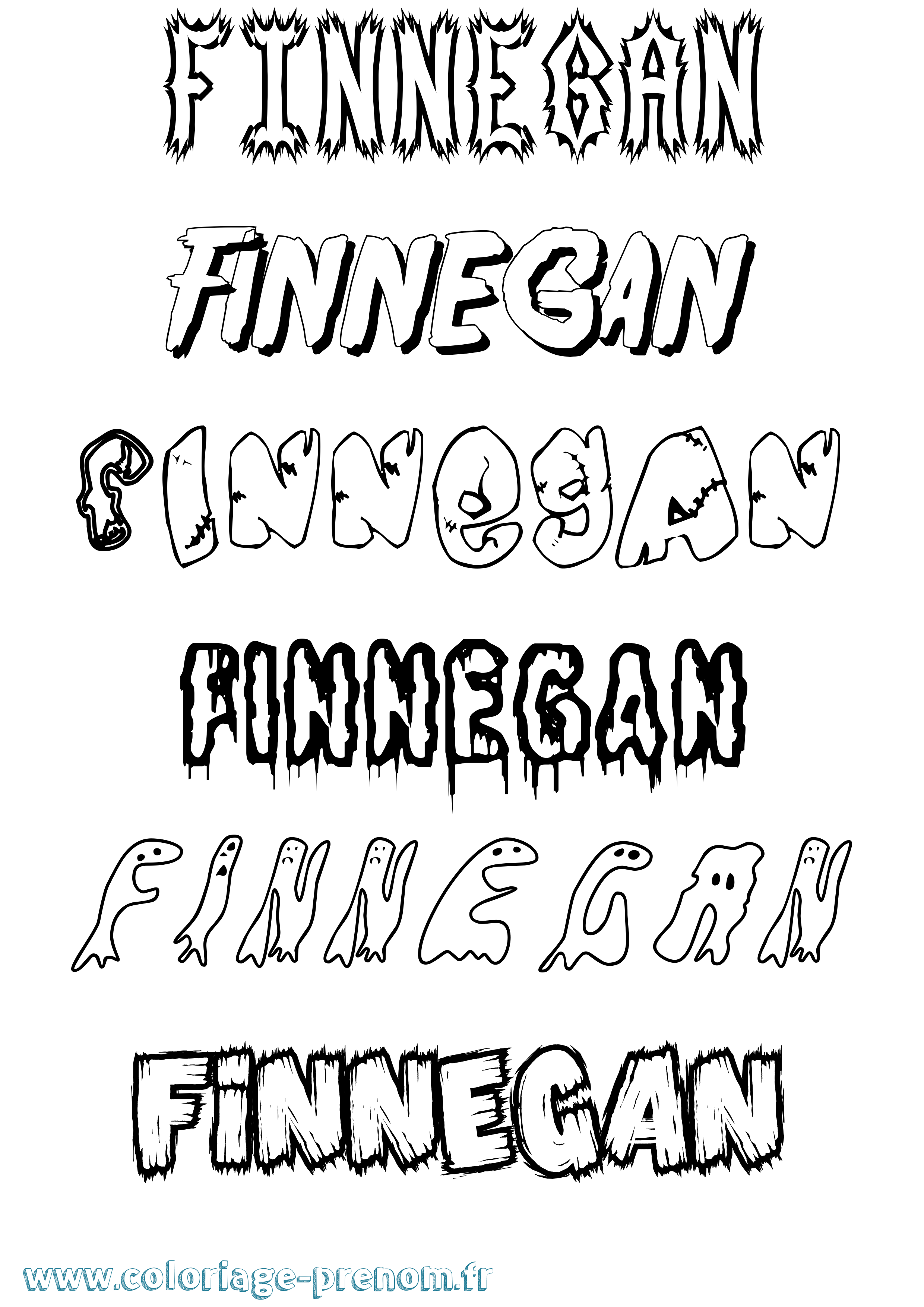 Coloriage Finnegan Frisson Coloriage prénom Finnegan Frisson